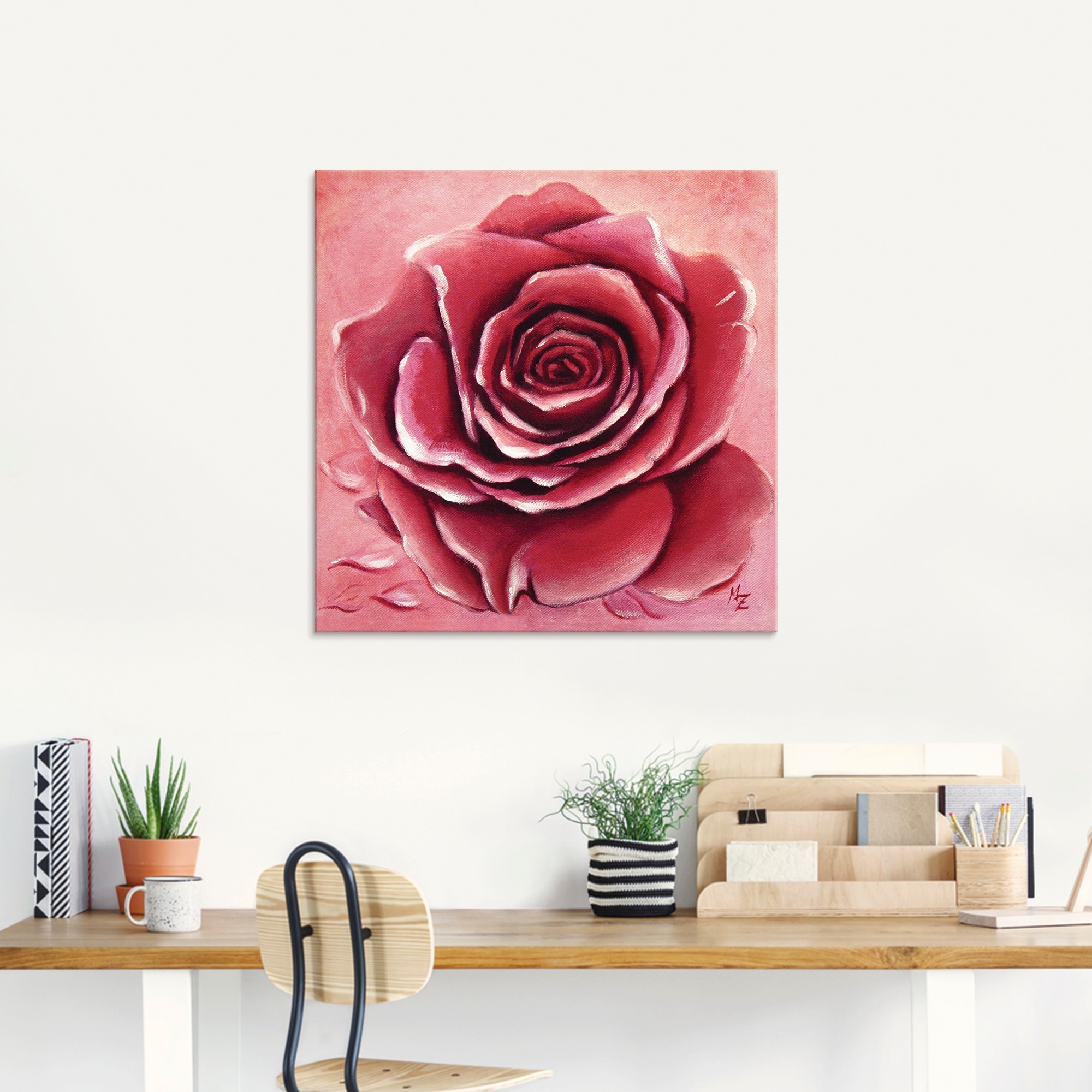 Artland Glasbild »Rote Rose handgemalt« Blumen 1 Stk. tlg. in verschiedenen Grössen