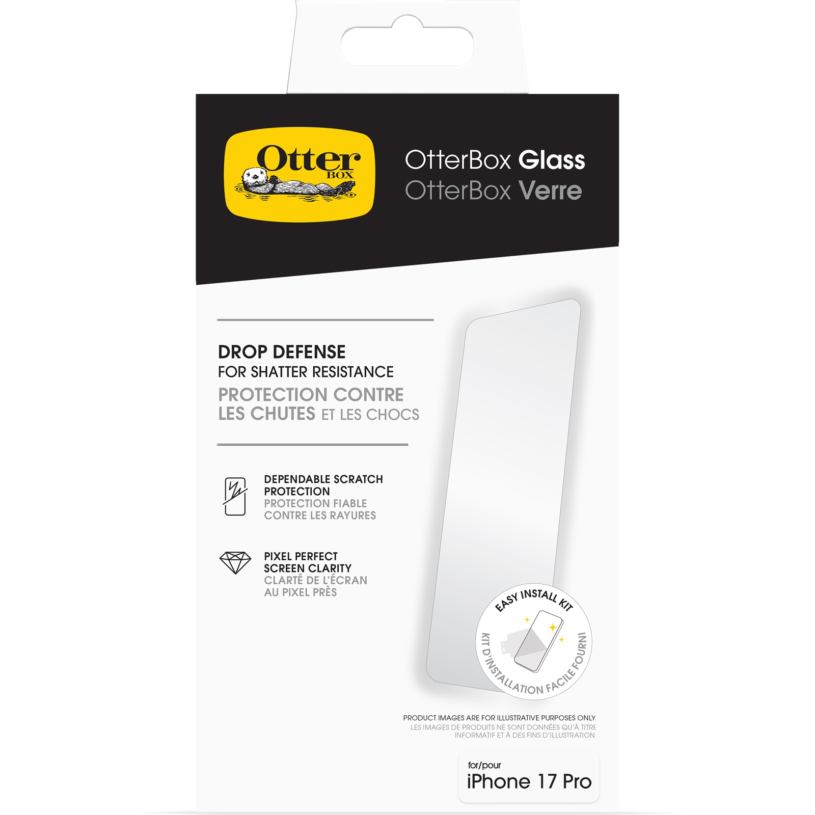 Otterbox Verre de protection d'écran »Glass Screen Protector« für Apple iPhone 17 Pro Displayschutzfolie, Schutzfolie, Bildschirmschutz, kratz- & stossfest