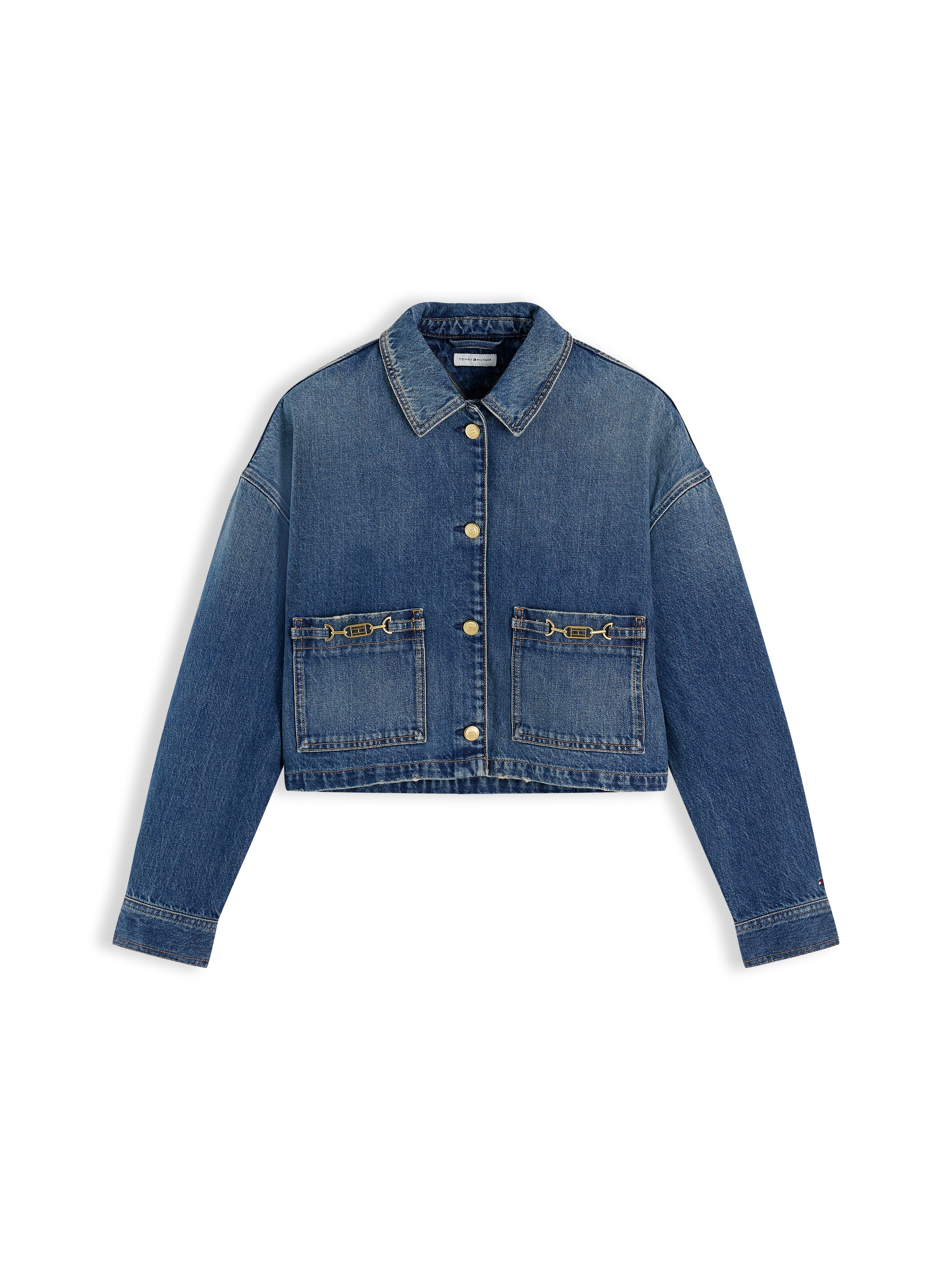 Tommy Hilfiger Veste en jean »CROPPED JACKET CAM MID« ohne Kapuze aus Baumwolle, verkürzte Form