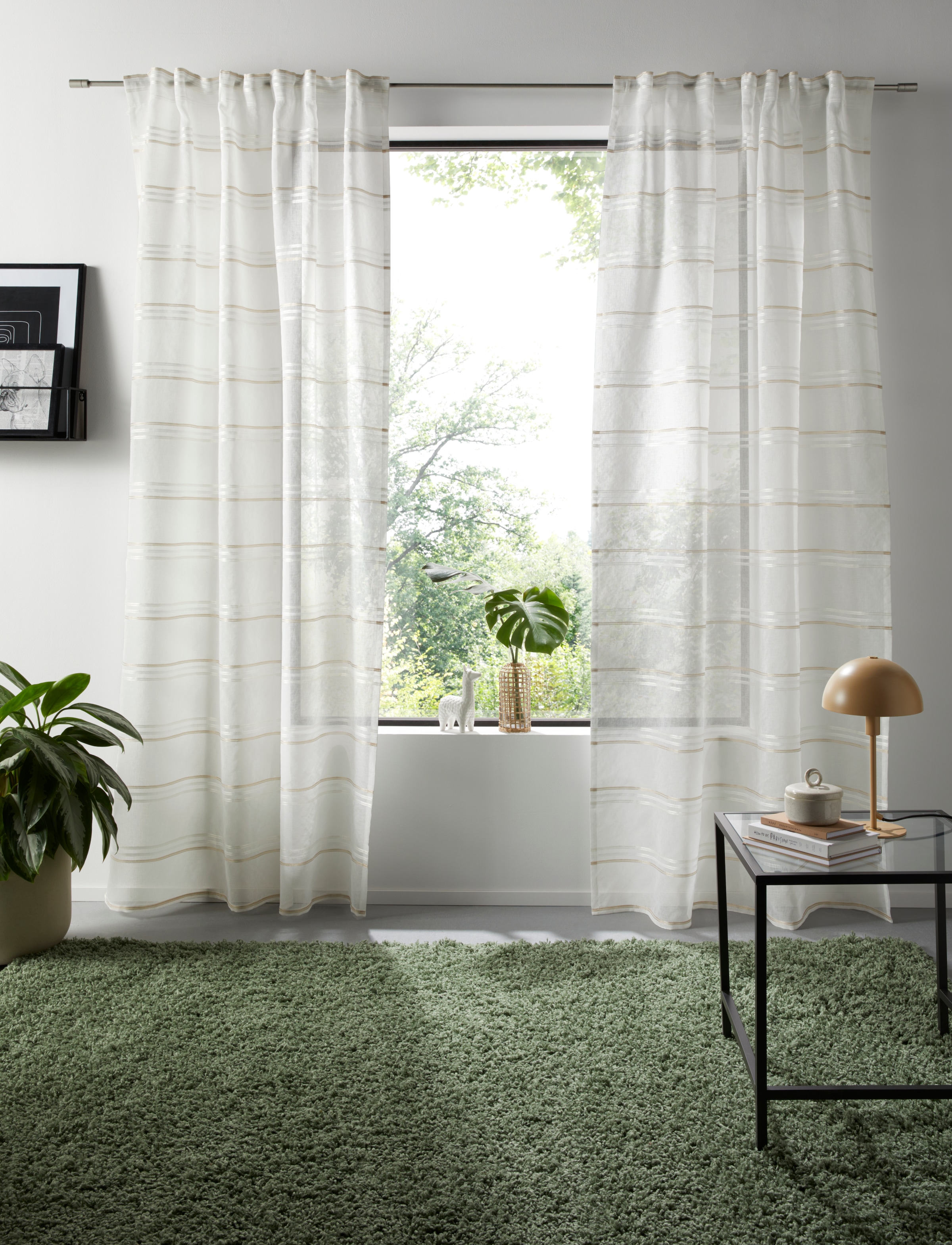 GOODproduct Rideau »Sirii« Bande multifonctionnelle 1 cuis tlg. Halbtransparent, angenehme Haptik, mit Querstreifen, modern