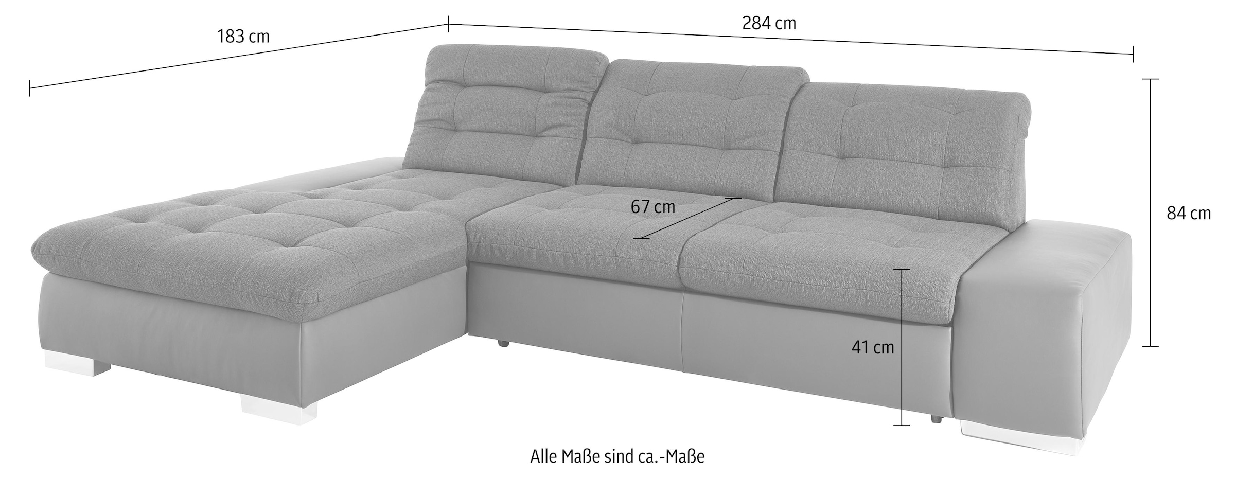 sit&more Canapé d'angle »Palomino L-Form« wahlweise XL oder XXL und mit Bettfunktion