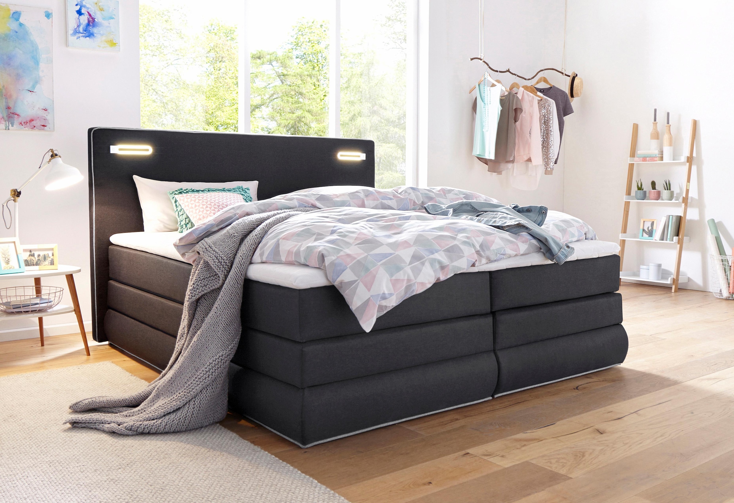 COLLECTION AB Lit boxspring »Ninoni« inkl. Bettkasten, Topper und wahlweise mit LED-Beleuchtung