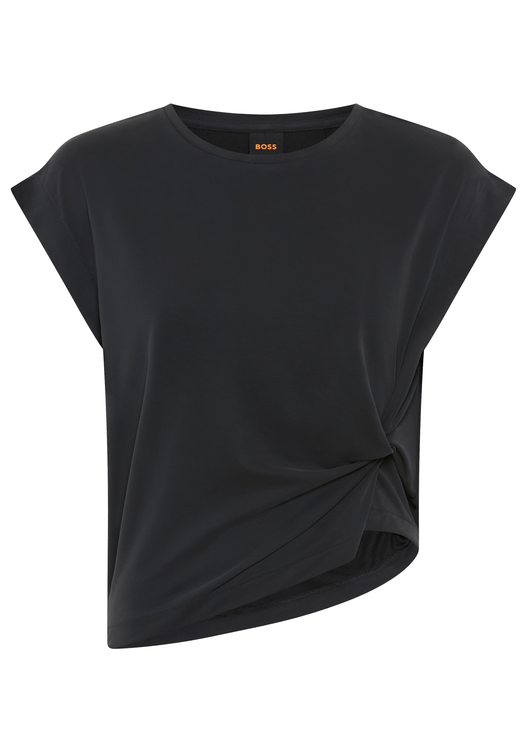 BOSS ORANGE T-shirt à manches courtes »Ebony Premium Damenmode« mit Wickel-Detail, Rundhals