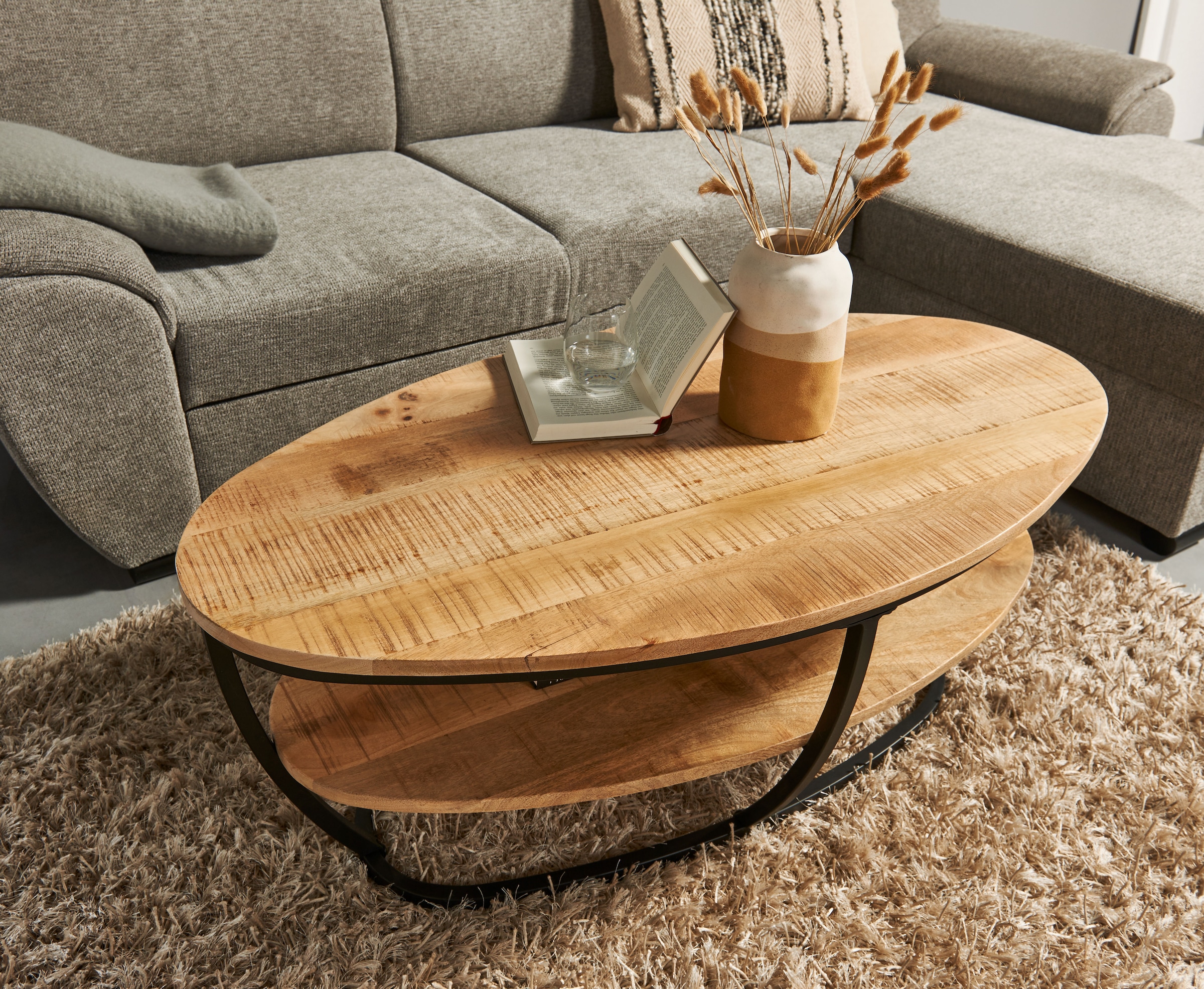 Stolkom Table basse »Jambi 2 B/H/T 110x44x60 cm« 1 cuis tlg. Mangoholz, Oberfläche uneben