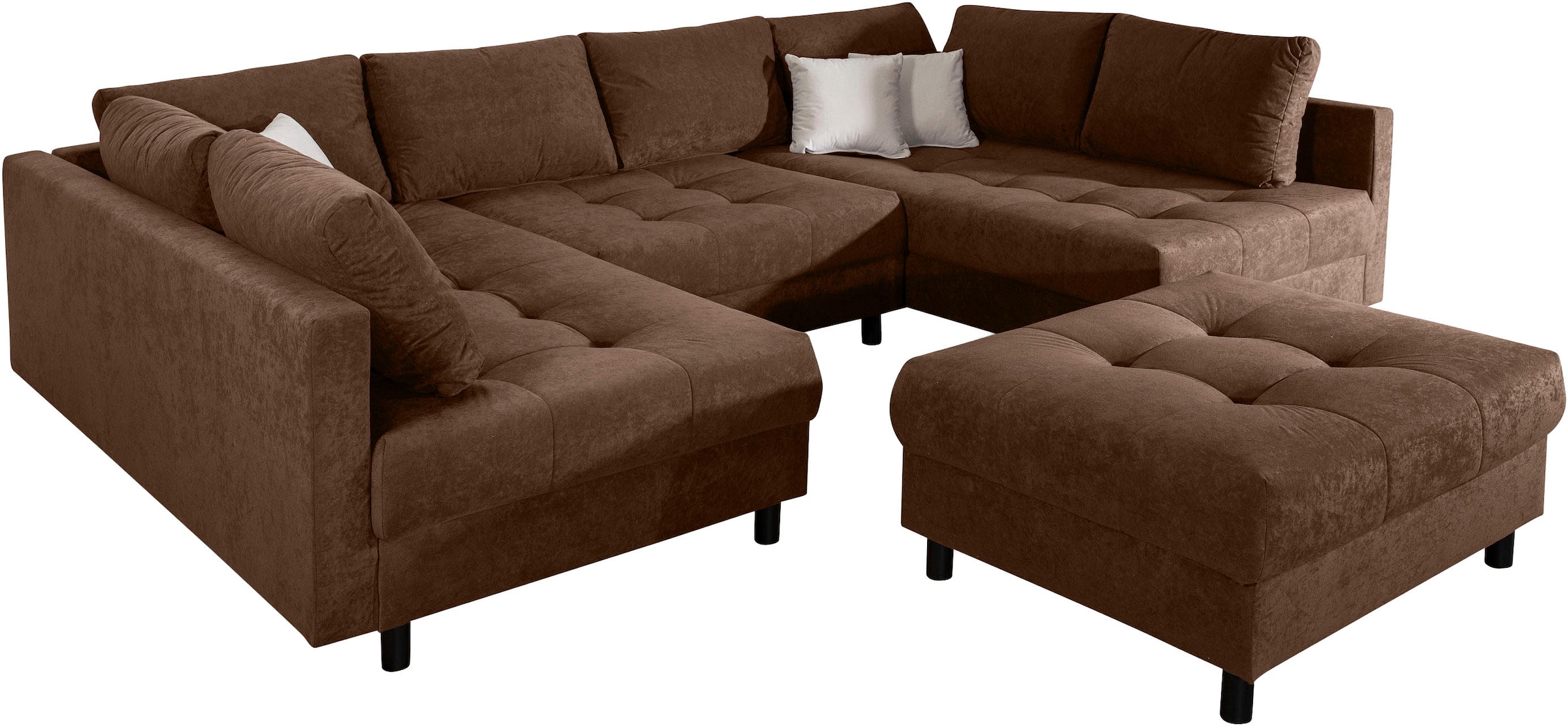 COLLECTION AB Wohnlandschaft »Toni U-Form, B: 298 cm« mit Hocker & 3 Zierkissen, Federkern