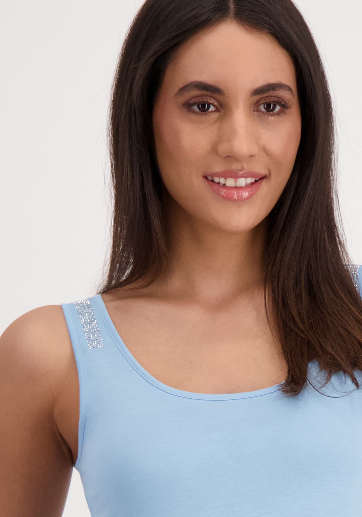 Monari Tanktop mit Glitzersteinchen an den Trägern