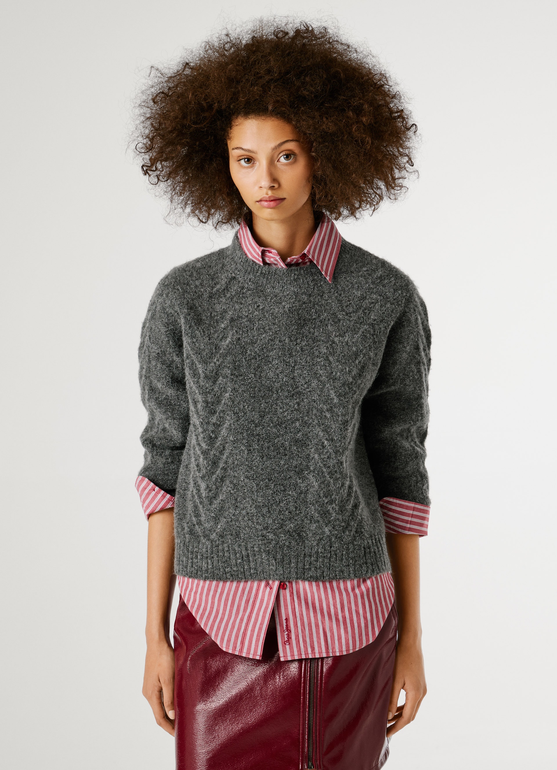 Pepe Jeans Pull en tricot mit Zopfmuster und Woll-Anteil