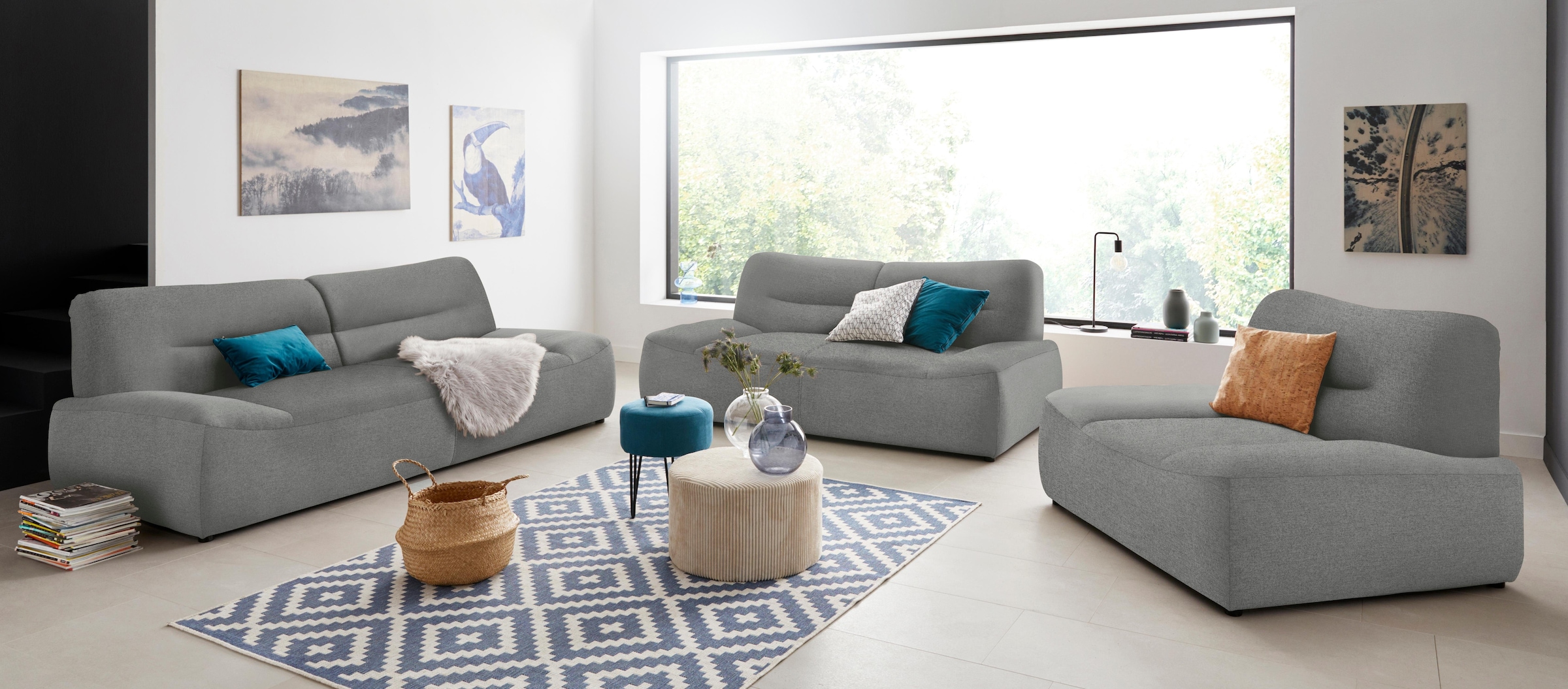 DOMO collection 2-Sitzer »Cesena modernes Sofa mit flachen Armlehnen, komfortabel« fester Sitzkomfort, frei im Raum stellbar