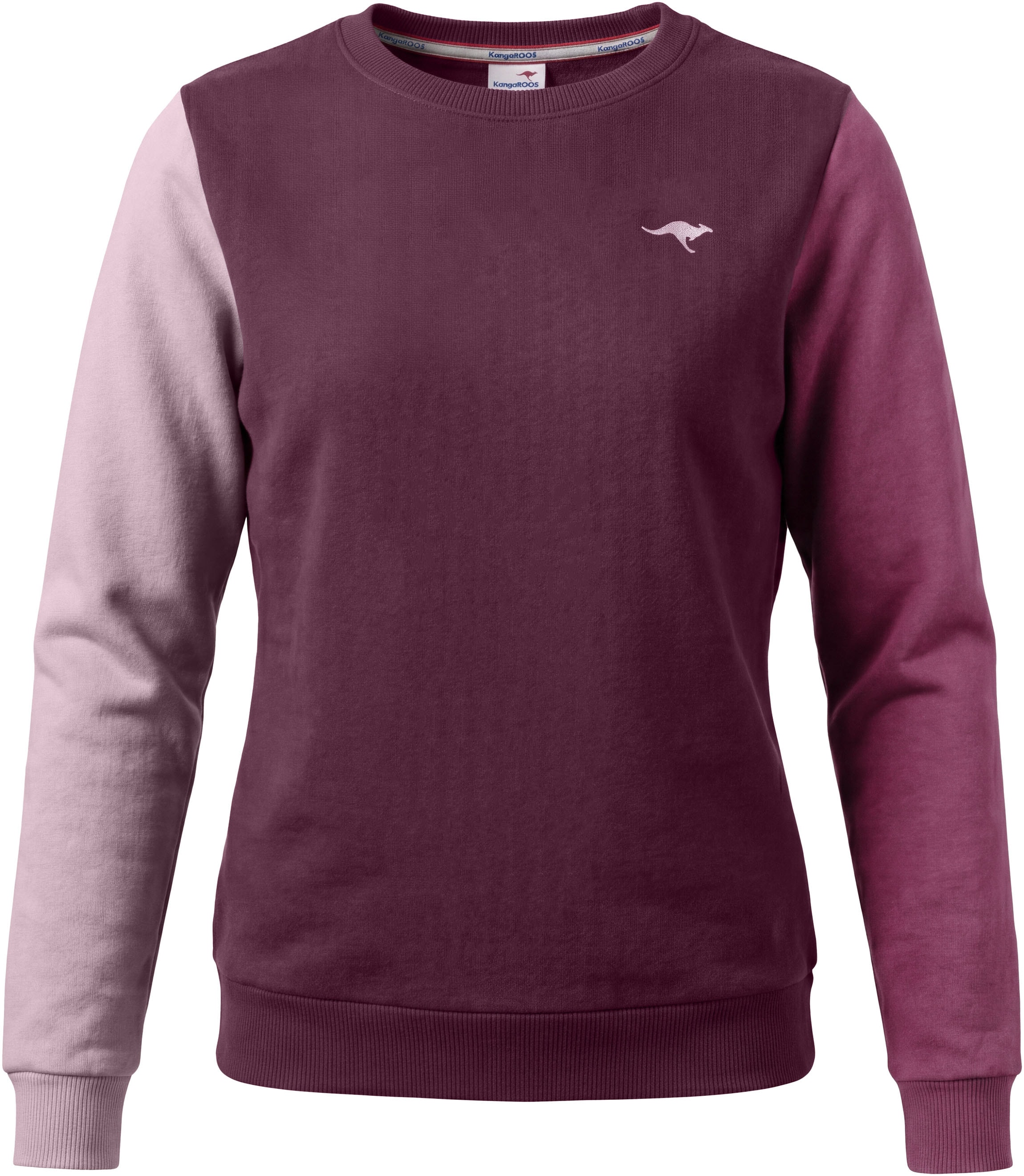 KangaROOS Sweatshirt »Sweatshirt mit kontrastfarbigen Ärmeln und KangaROOS Stickerei«, Colorblocking, aus Sweatware, in Basic-Passform, Mini-Me
