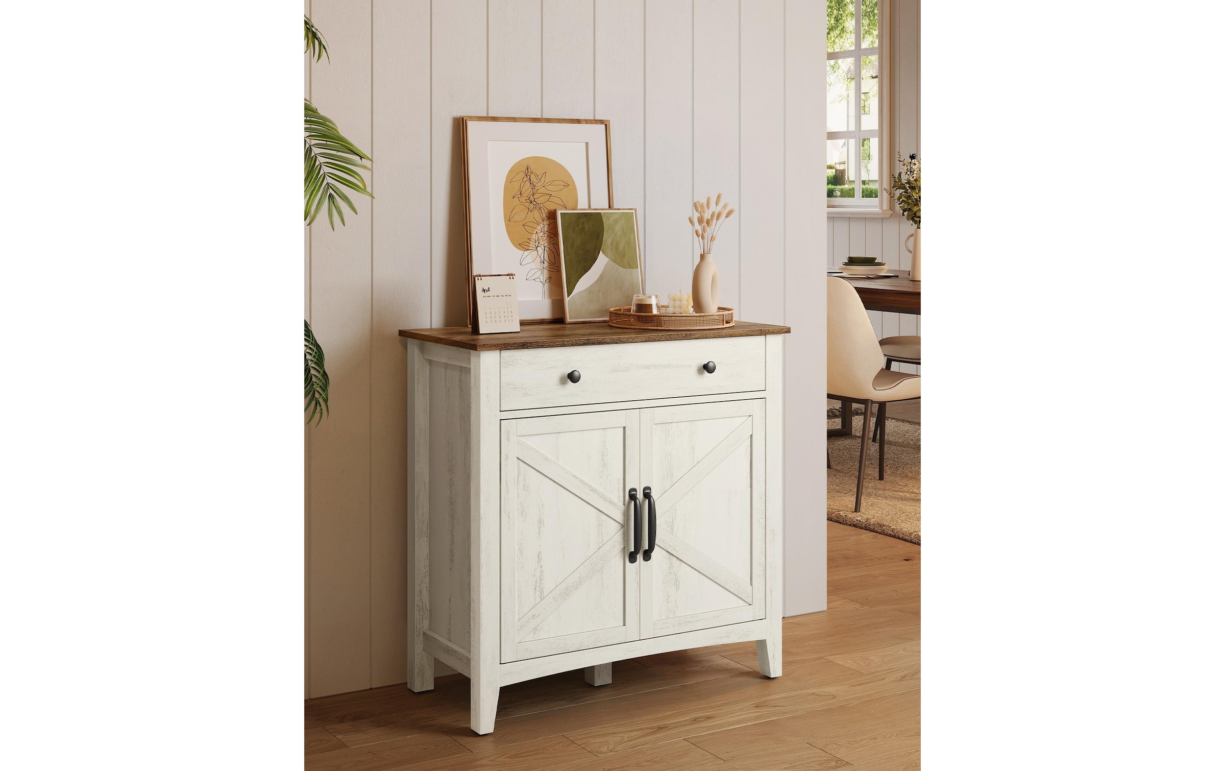 VASAGLE Kommode »VASAGLE Kommode 80 x 80 cm, Beige/Weiss«