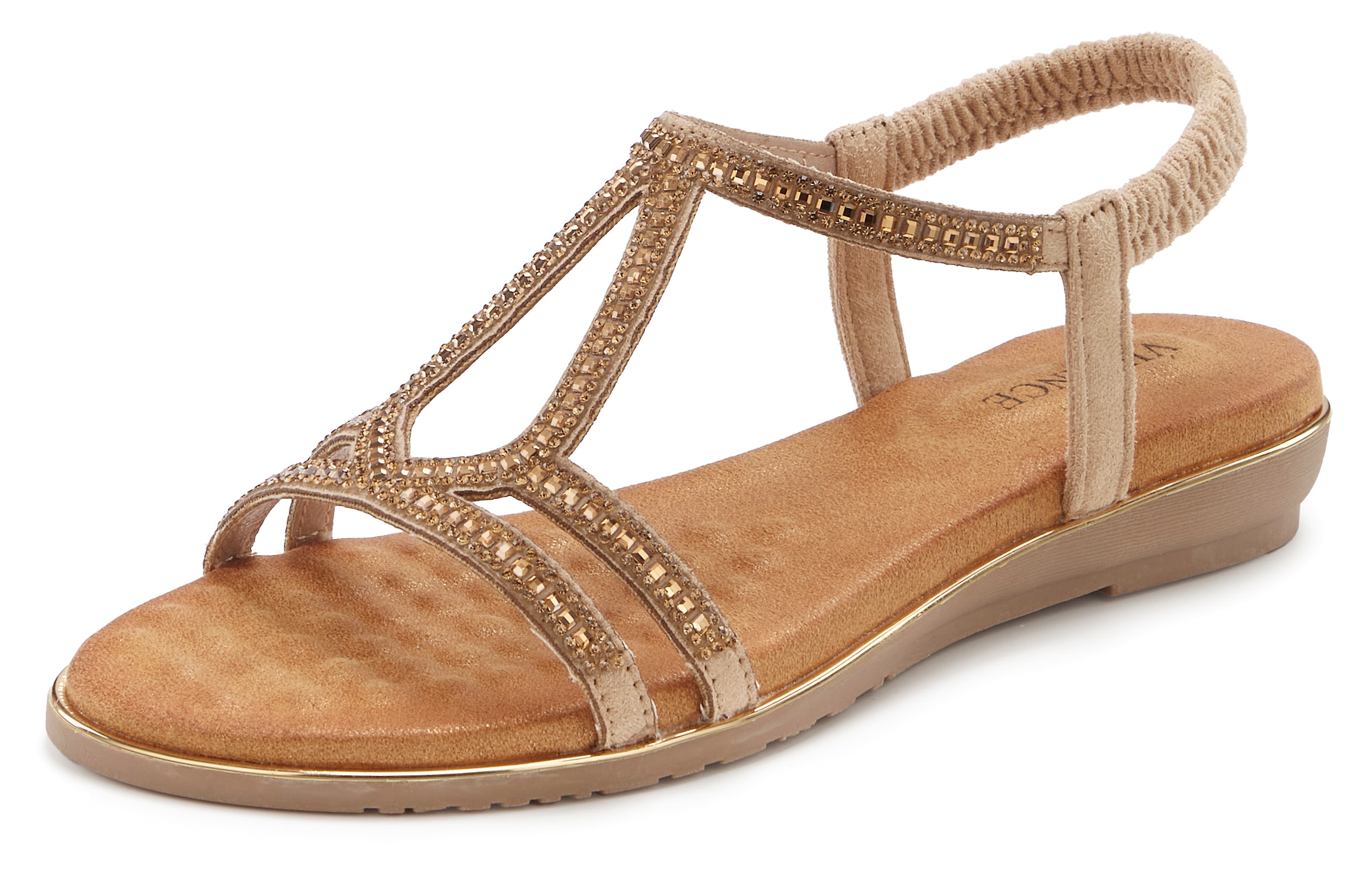 Vivance Sandale »Sandalette, Sommerschuh,«  mit eleganter Glitzer-Verzierung und elastischen Riemchen