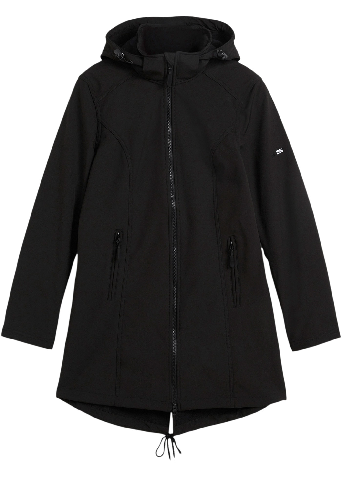 bonprix Parka softshell mit Kapuze figurbetonter Schnitt, 2-Wege-Reissverschluss, Kordelzüge im Saum