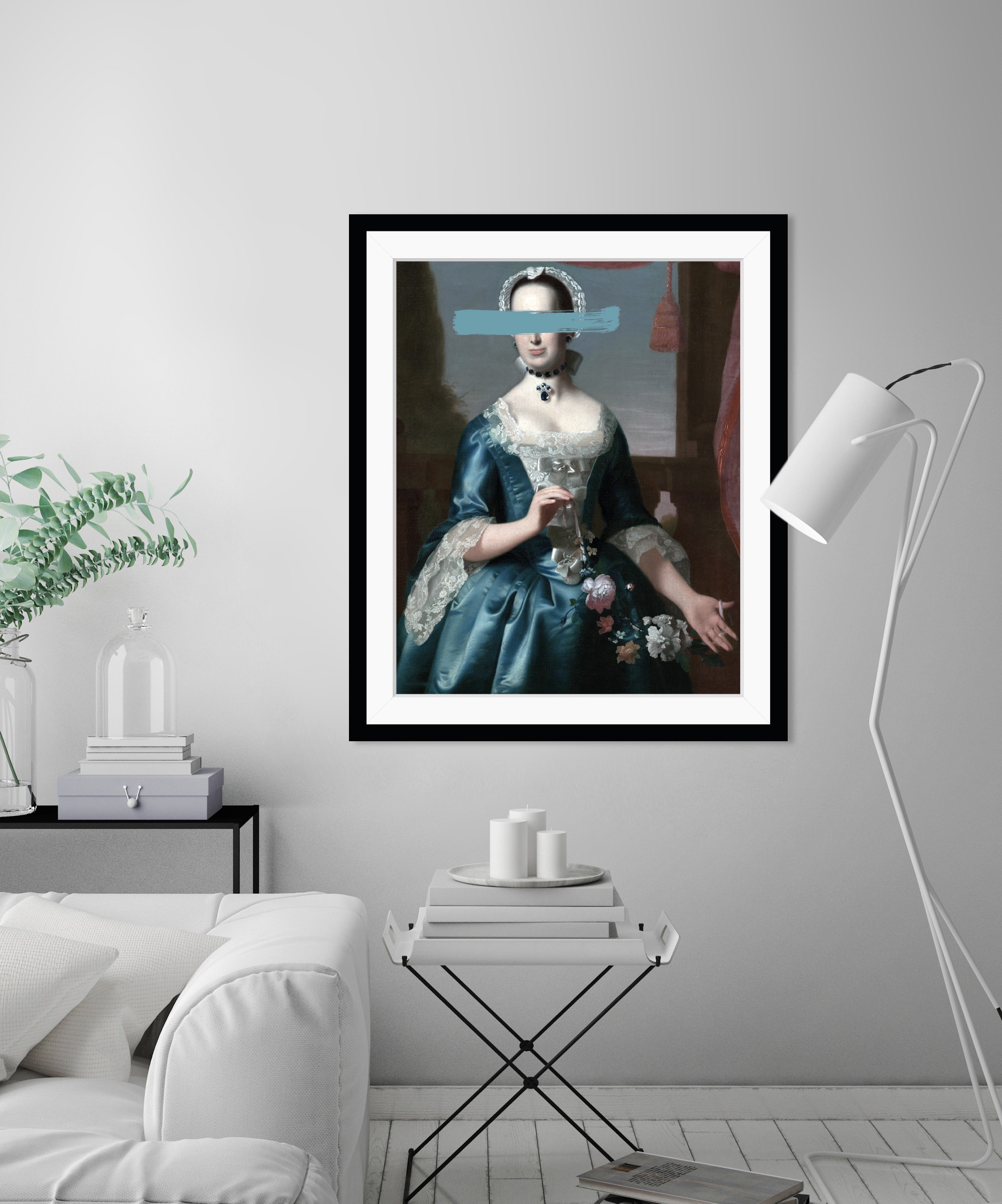 queence Image »Leni mit Farbklecks« HD Premium Poster-Druck inkl. Holzrahmen