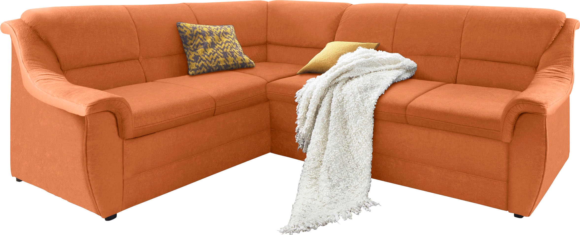 DOMO collection Canapé d'angle »Lale zeitlose Formensprache, komfortabel, Breite 251cm, L-Form« mit langem Schenkel, wahlweise mit Bettfunktion