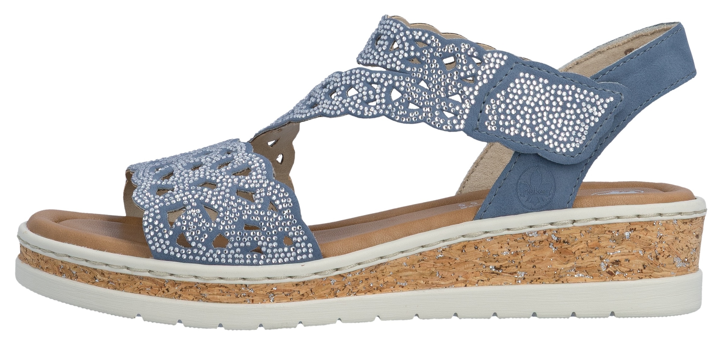 Rieker Sandales compensées  Sandale compensée, chaussure d'été, chaussure de vacances avec strass