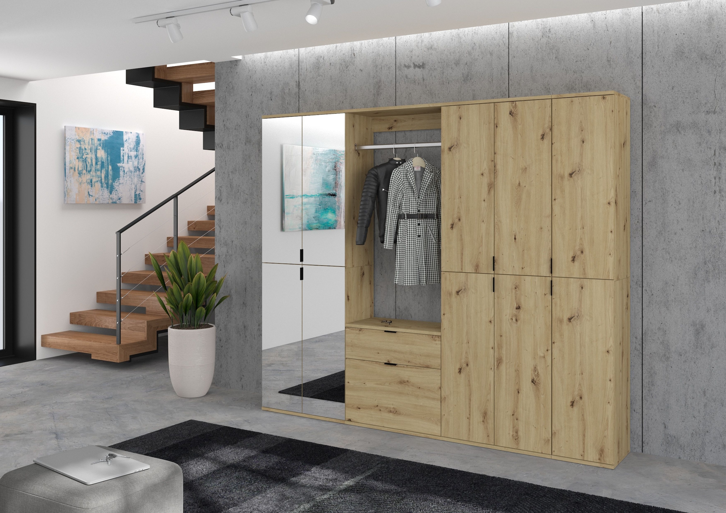 INOSIGN Garderoben-Set »Trondheim, Breite 213 cm, 6-teilig, bestehend aus:« Set, 5 Stk. tlg.