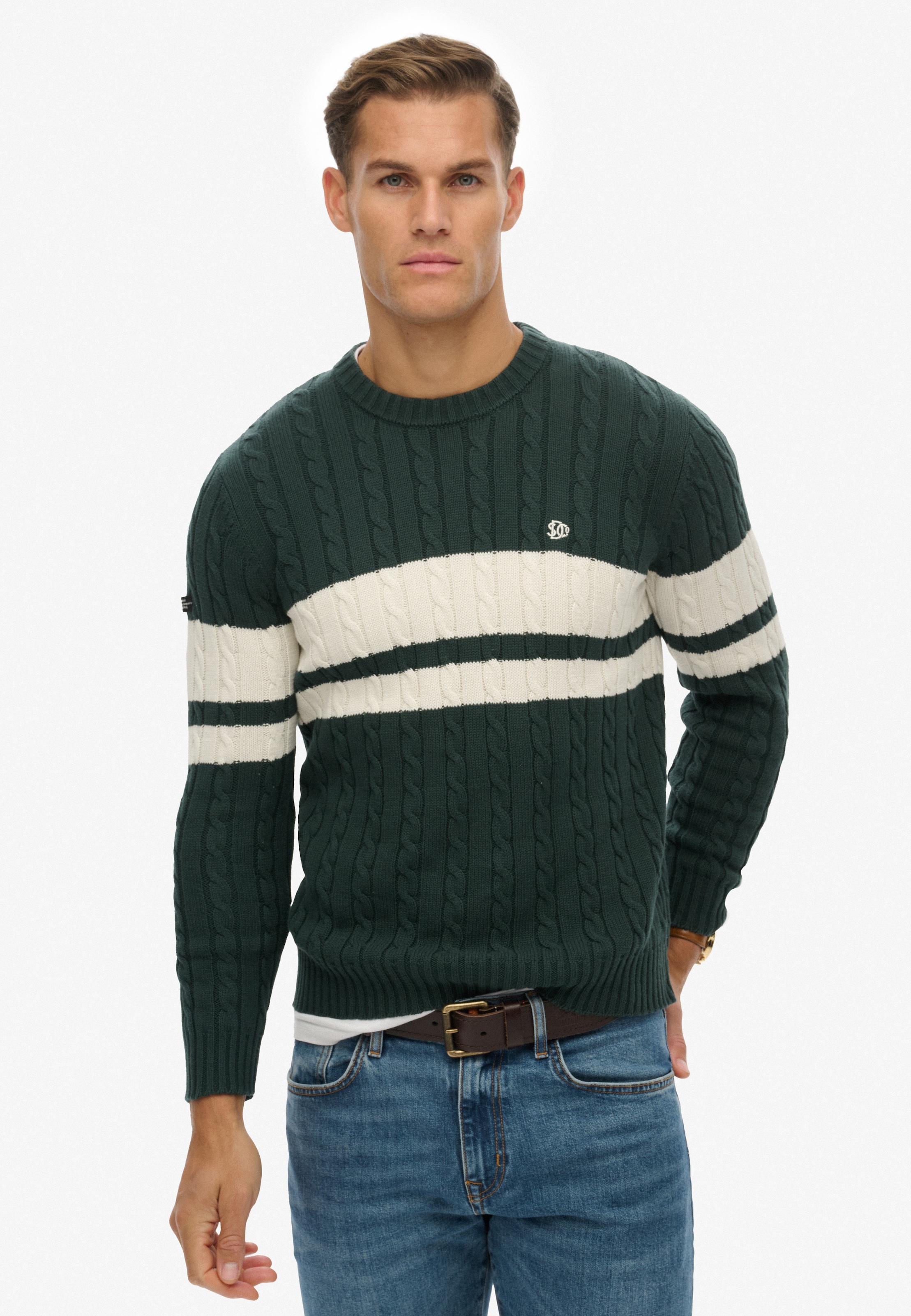 Superdry Pull en tricot »Cotton Stripe Cable Jumper«