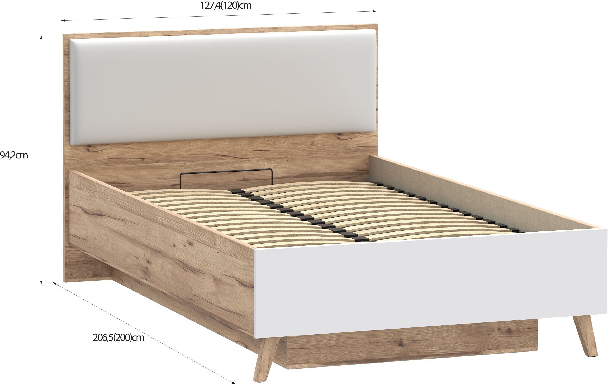 FORTE Stauraumbett »Vankka viel Stauraum, skandinavisches Design, Made in Europe« aufklappbarer Lattenrost, weitere Produkte zur Serie erhältlich