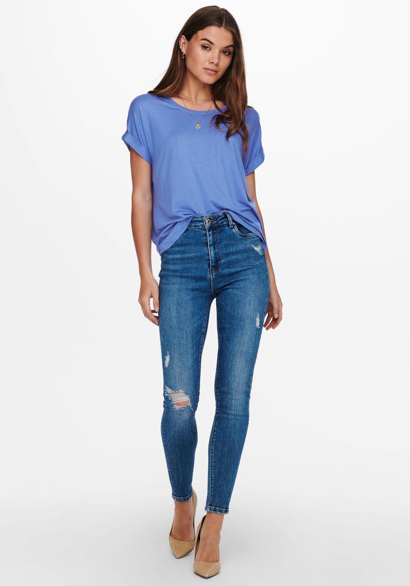 ONLY T-Shirt »ONLMOSTER – Kurzarmshirt mit Aufschlag und klassischem Look« Viskosemischung, regular fit