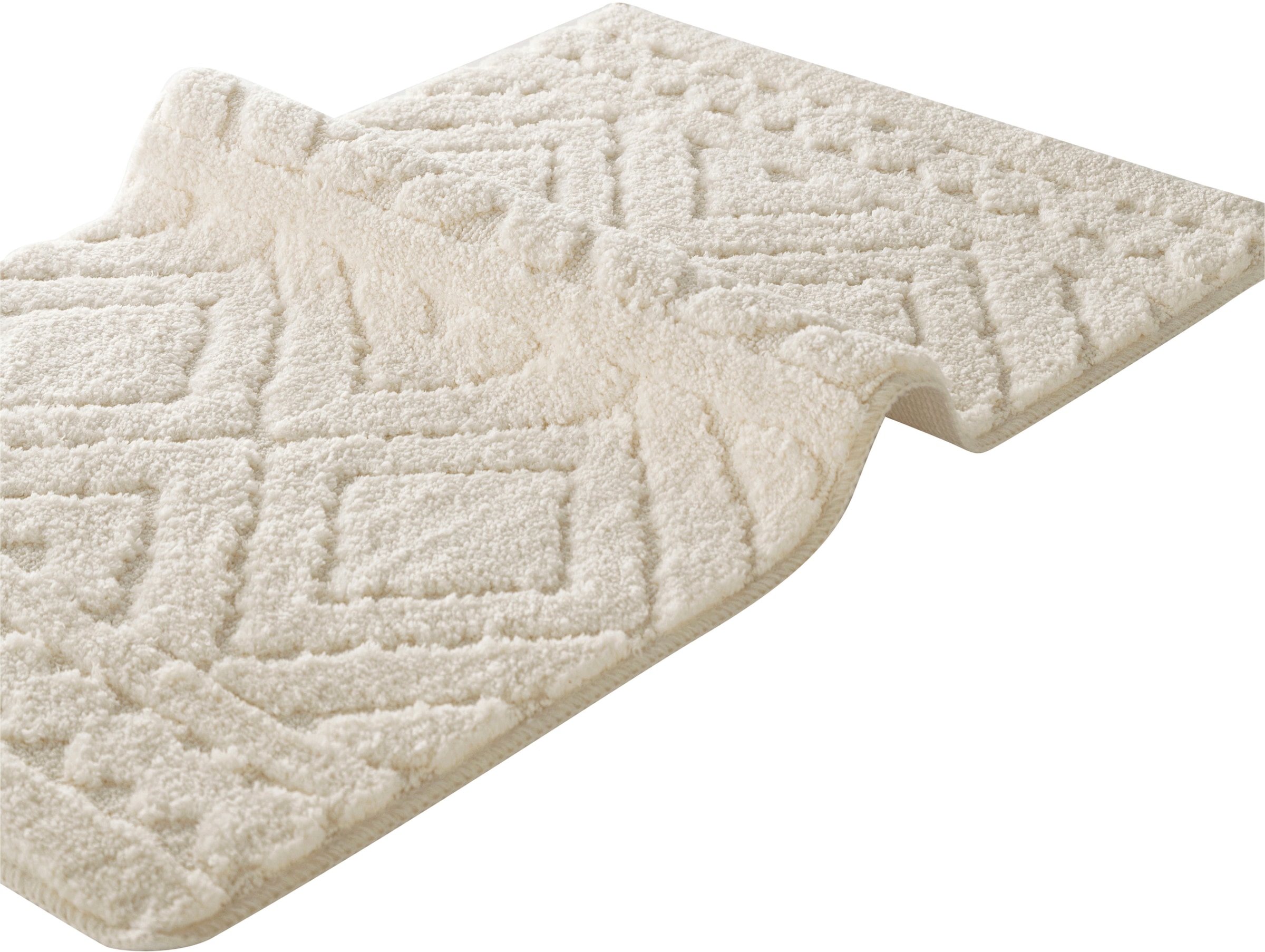 my home Tapis de bain »Louvres, Badvorleger, Badezimmer Teppich, Duschvorleger« Höhe 10 mm Badteppich, Uni Farben, Hoch-Tief Effekt, Boho-Style