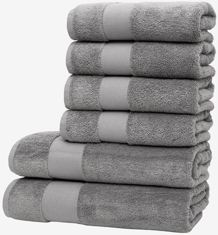 Wolkenfeld Handtuch Set »Premium Low-Twist Baumwolle 550 g/m² – 6-teiliges Bade-Set« 6 tlg. Frottier 2 Duschtücher 70×140 cm & 4 Handtücher 50×100 cm