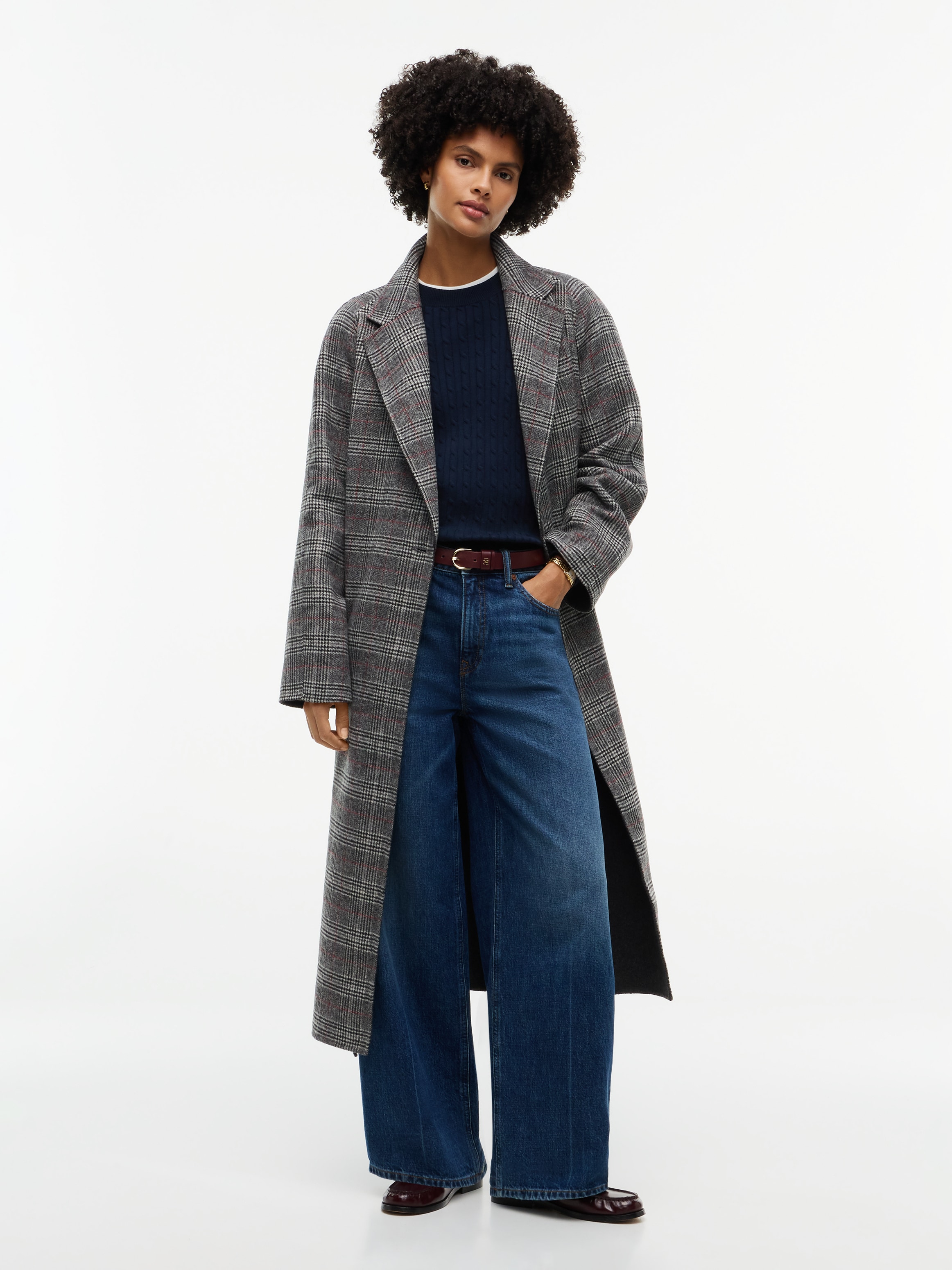 Tommy Hilfiger Manteau long »DF WOOL REG BELTED CHECKED COAT« Materialmix, mit Wolle