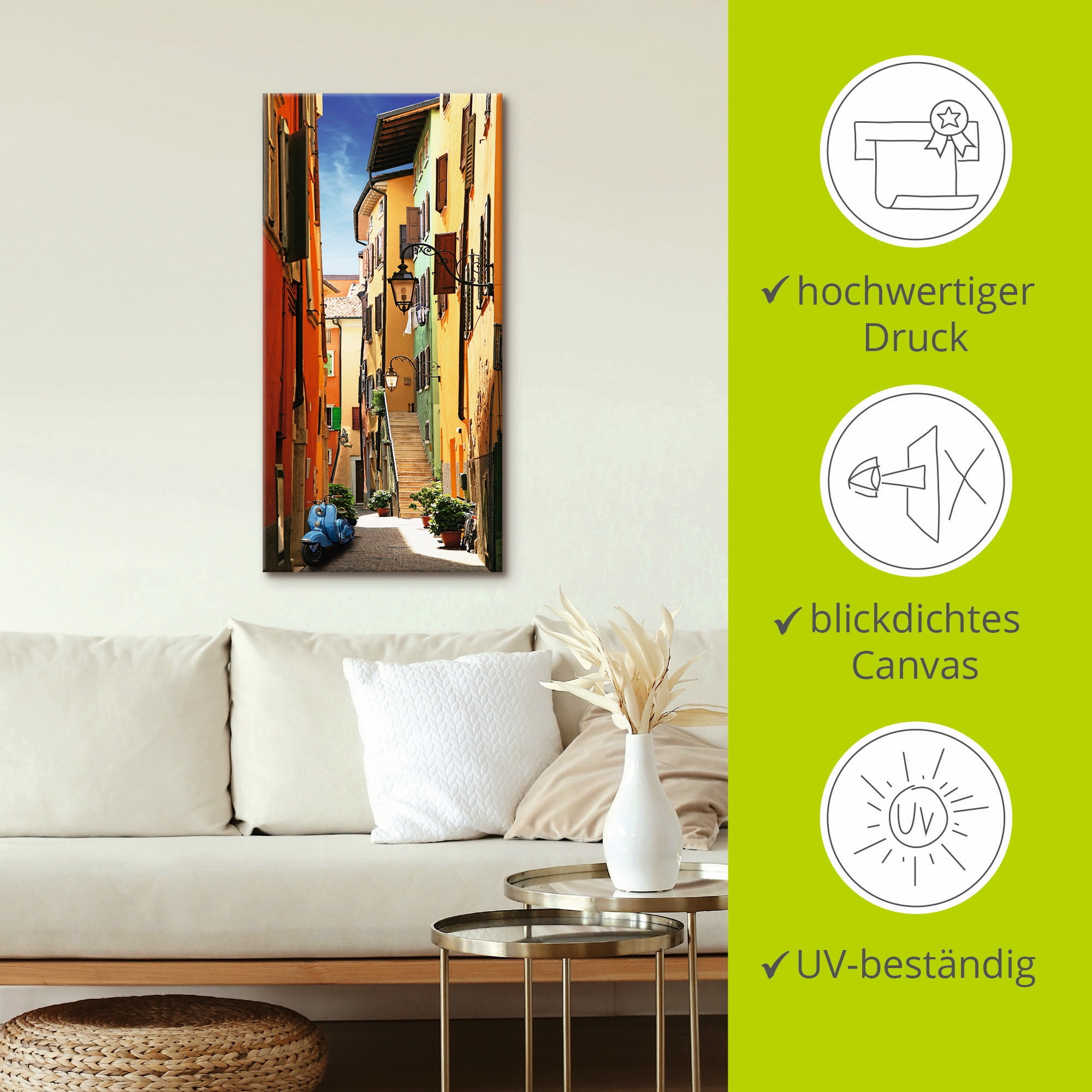 Artland Fresque murale »Altstadtgasse Riva del Garda« 1 cuis tlg. als Leinwandbild, Poster, Wandaufkleber in verschied. Grössen