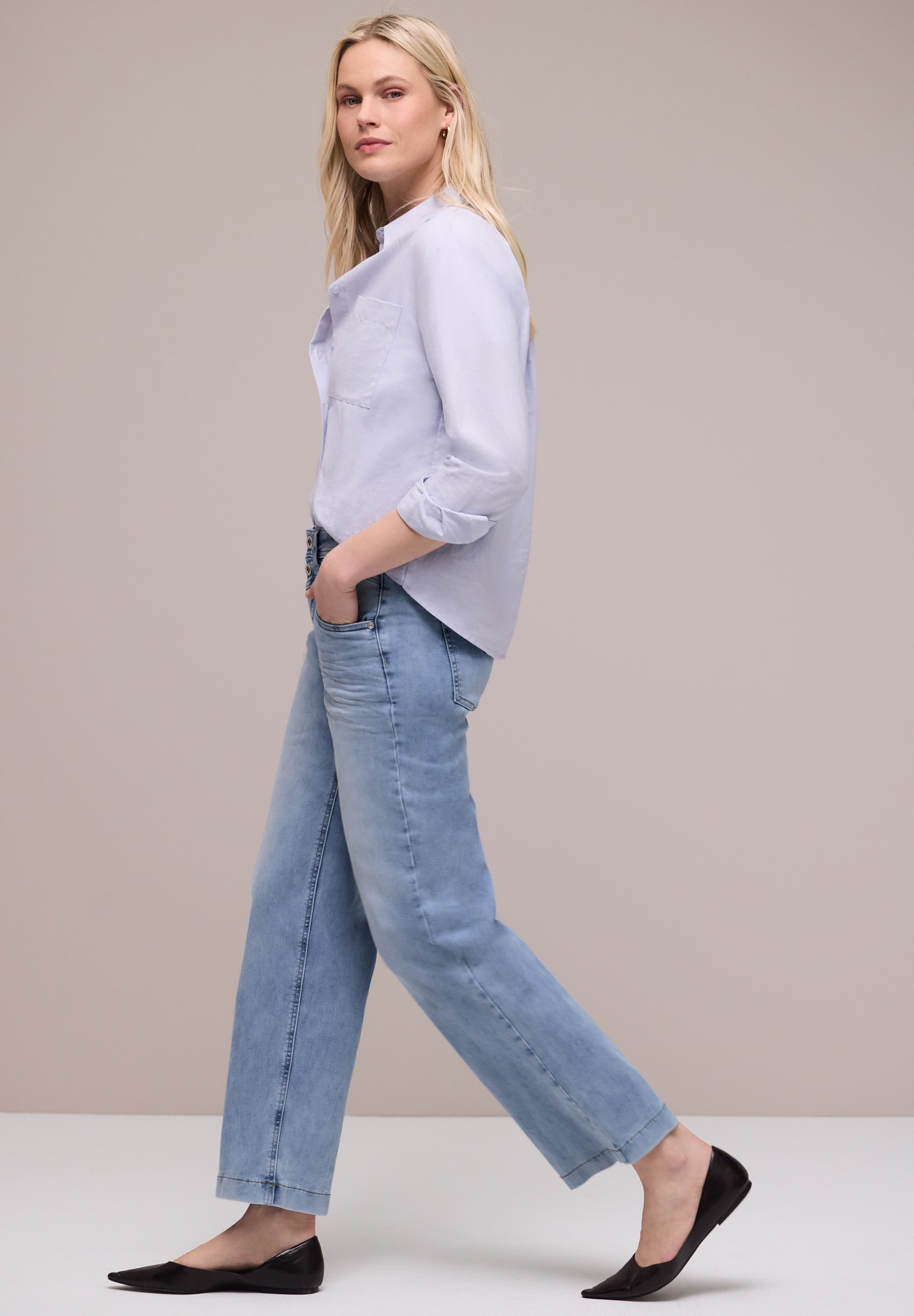 STREET ONE Jeans taille haute »Style Emee« mit weitem Bein und Viskose mit Stretch