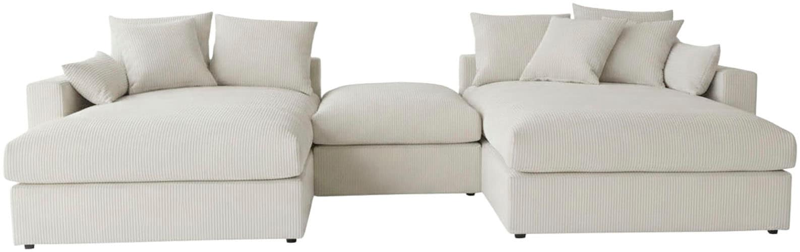 GOODproduct Paysage de salon »Cosy Lounge U-Form, Breite 385 cm« méga canapé recouvert de velours côtelé, avec suspension à ressorts et 5 coussins décoratifs