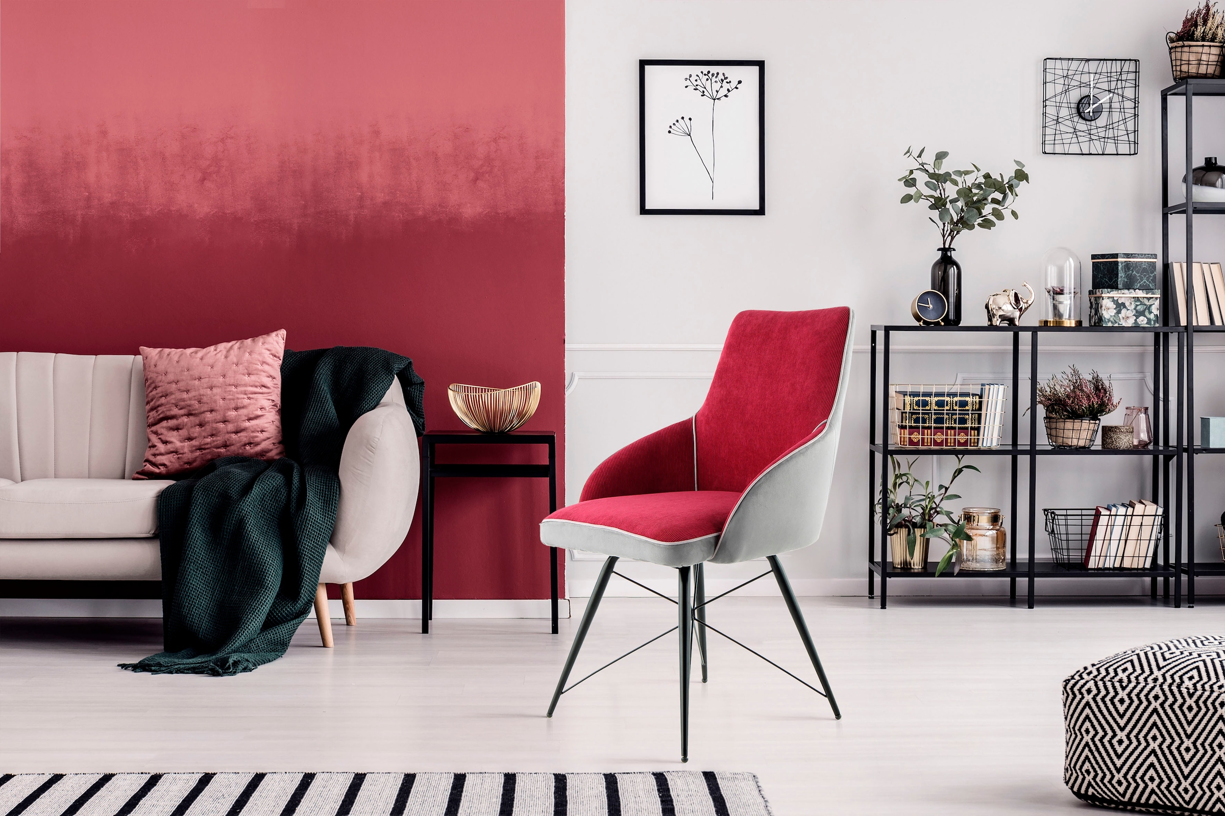 Kayoom Schalenstuhl »Stuhl Carol 125, Stuhl in attraktivem Retro-Look, zweifarbig gestaltet« (Set) 1 Stk.bequem, zweifarbig, angenehmes Sitzgefühl, zweifarbig gestaltet