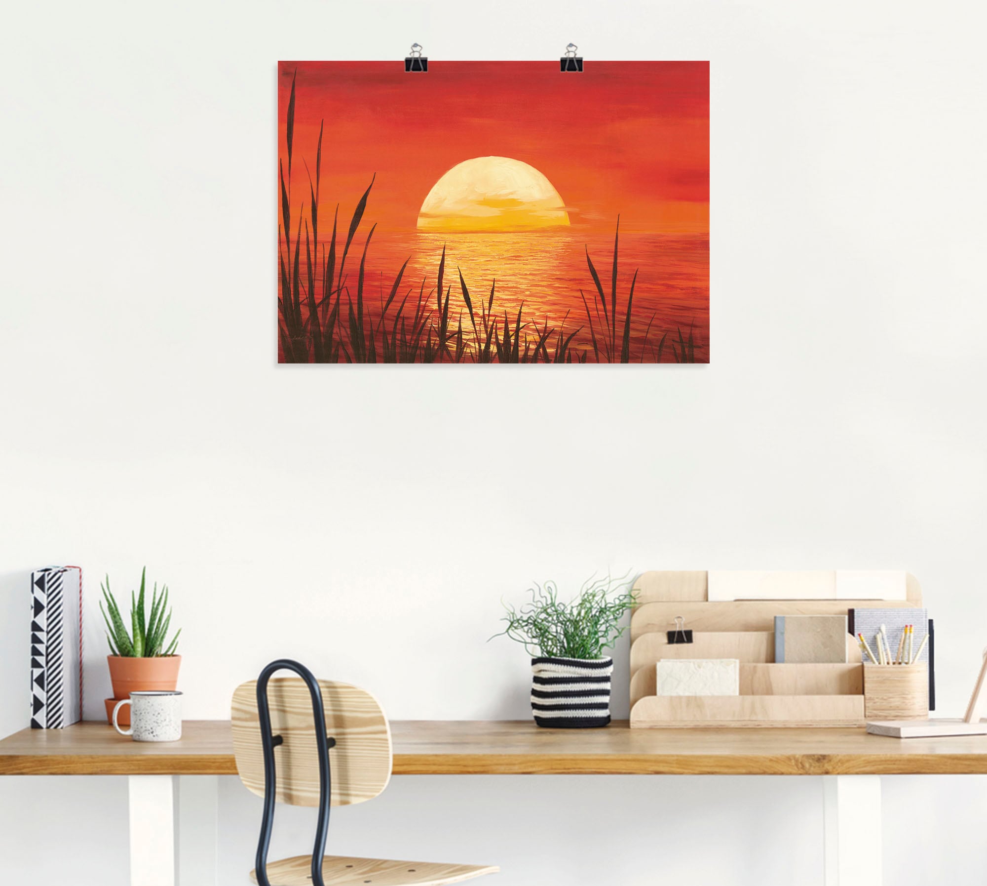 Artland Wandbild »Roter Sonnenuntergang am Ozean« Bilder vom Sonnenuntergang & -aufgang 1 Stk. tlg. als Alubild, Leinwandbild, Poster in verschied. Grössen