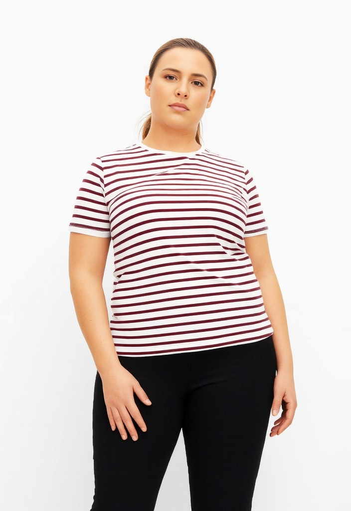 ONLY CARMAKOMA T-shirt à manches courtes »CARNEW SOPH SS Y/D STRIPE JEANS TEE JRS«
