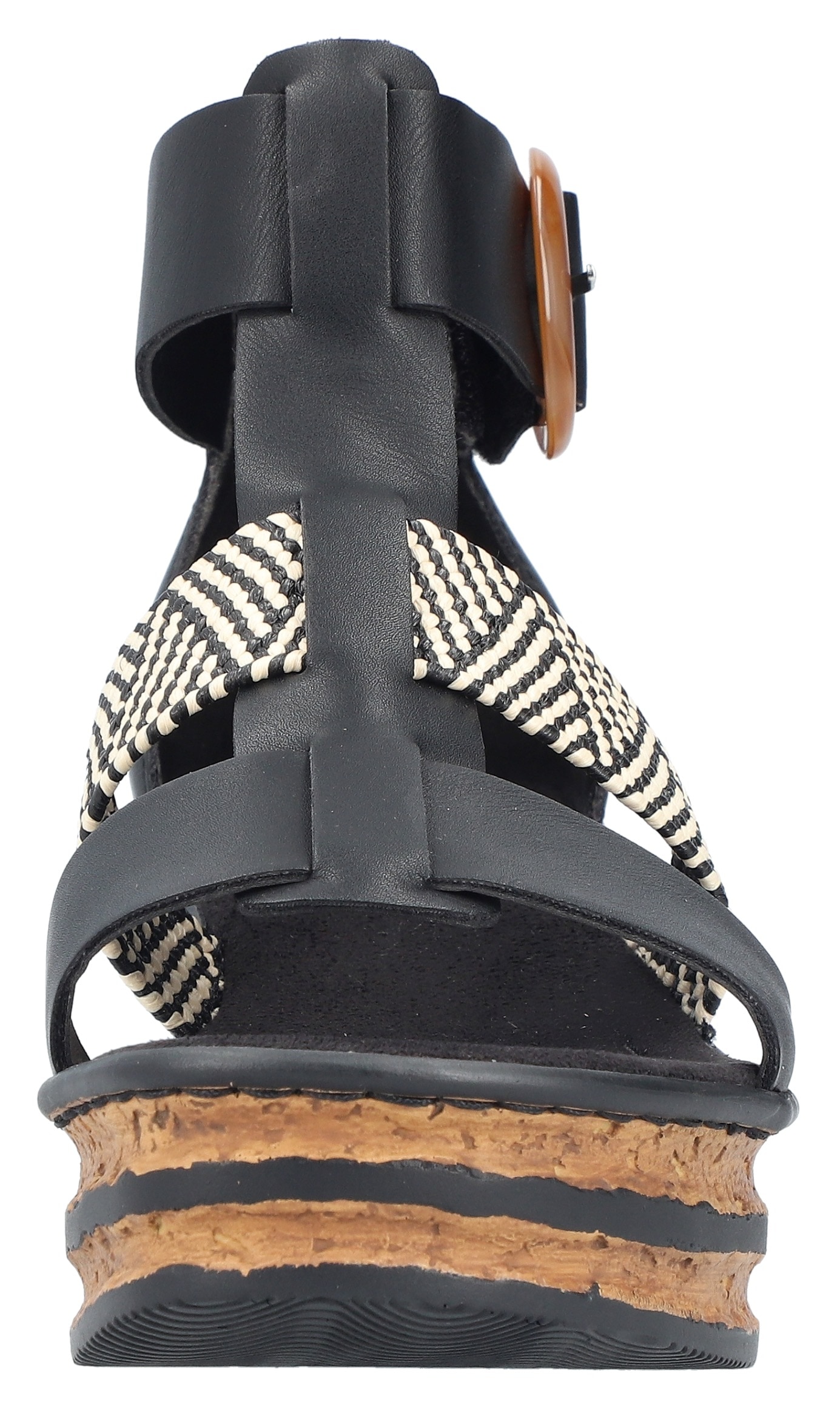 Rieker Keilsandalette  Sommerschuh, Plateausandalette, Sandale mit modischem 6 cm Keilabsatz