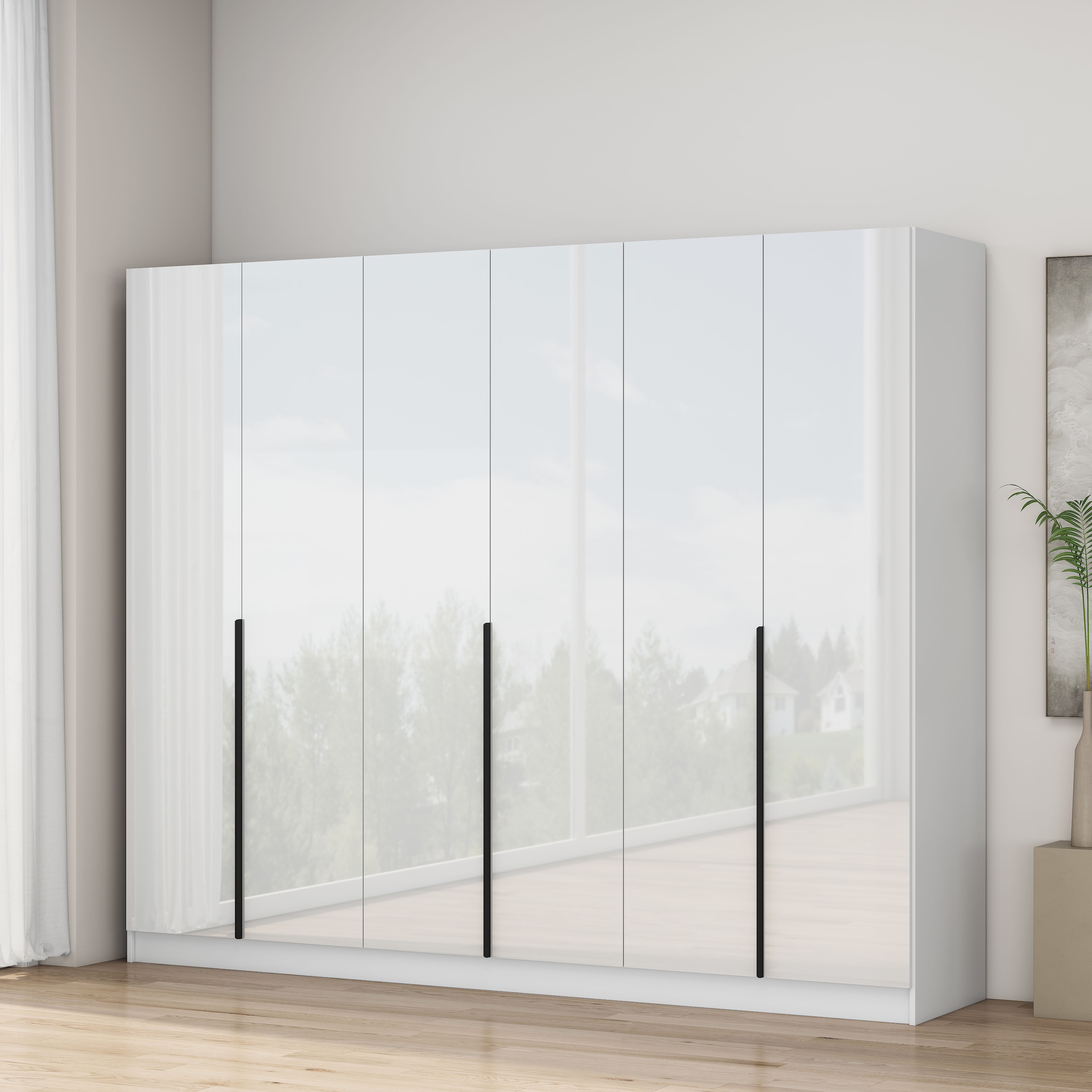 GOODproduct Kleiderschrank »Annor Schlafzimmerschrank Breite 242cm hochglanz Schrank Garderobe« Drehtürenschrank mit perfekter Innenausstattung - elegante Türgriffe