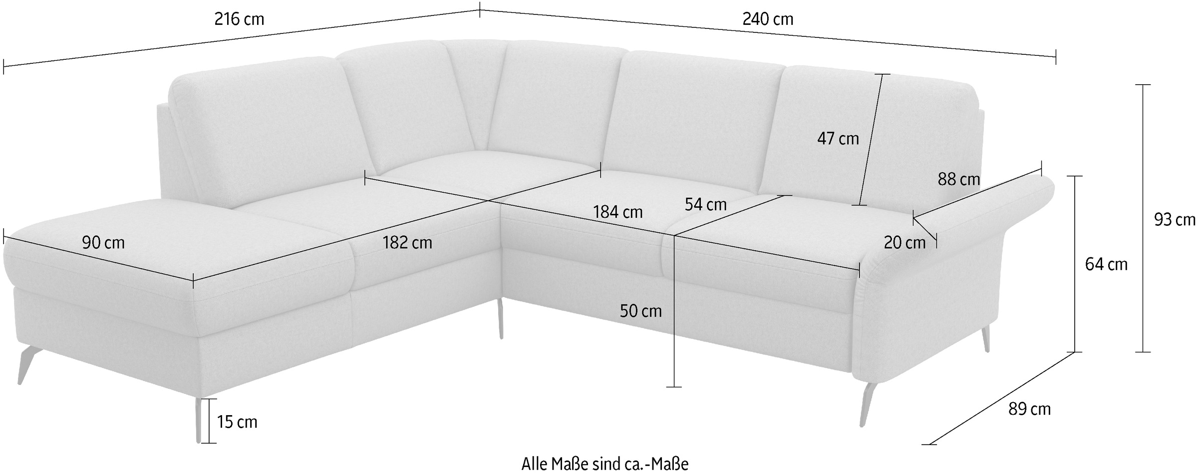 Home affaire Canapé d'angle »Rochelle« wahlweise mit Bettfunktion, Bettkasten und Armteilverstellung