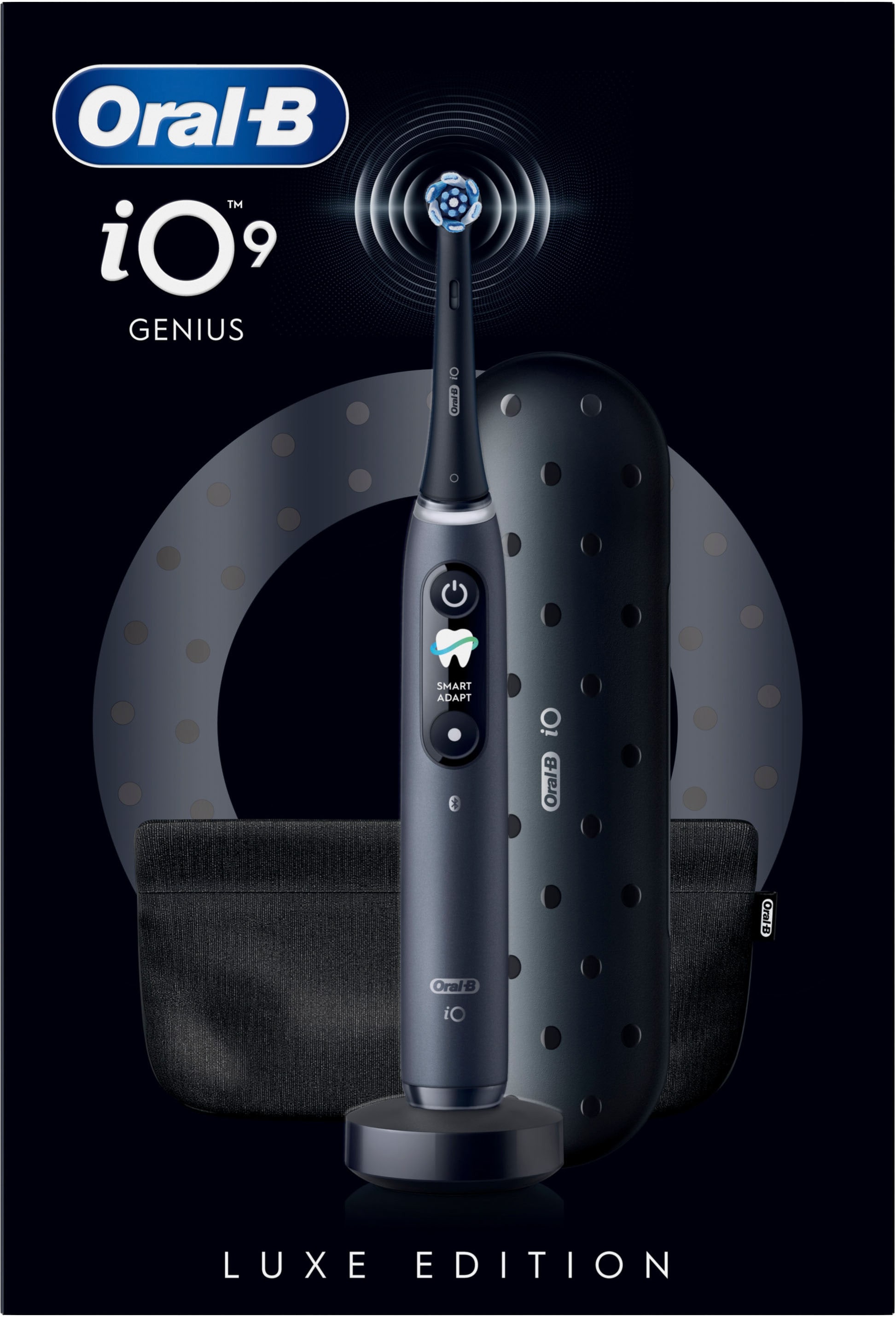 Oral-B Brosse à dents électrique »iO 9 Luxe Edition« 1 cuis Aufsteckbürsten avec technologie magnétique, 7 modes de nettoyage, écran couleur et étui de voyage avec charge