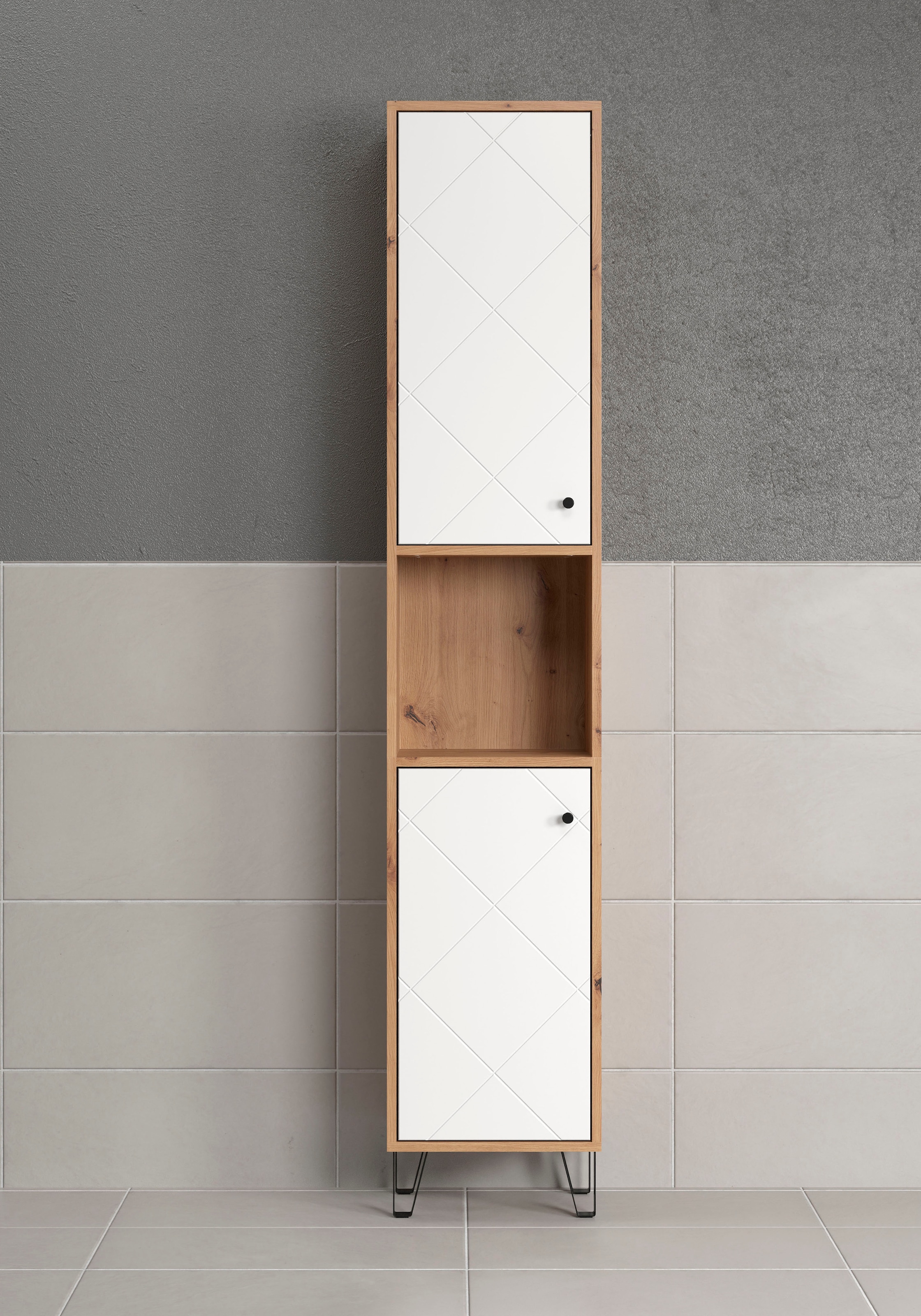 welltime Hochschrank »Tarragona« 1 Stk. tlg. Hochschrank mit 1 Tür & 1 Klappe - (B/T/H) 36/29/191 cm
