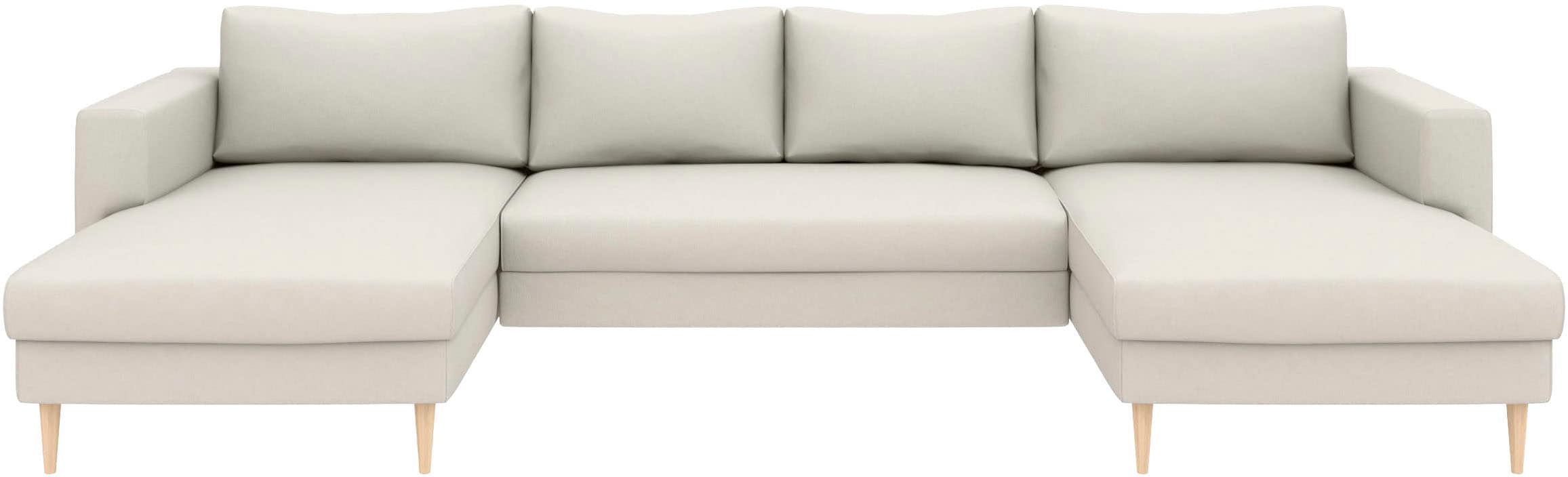 TRENDMANUFAKTUR Wohnlandschaft »Amazing, wahlw. mit Schlaffunktion & Bettkasten, Fuss Buche lackiert« Sofa in U-Form, in Cord oder Struktur, Breite 305 cm