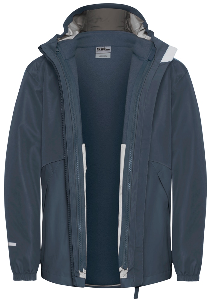 Jack Wolfskin 3-in-1-Funktionsjacke »ICELAND 3IN1 JACKET K« mit Kapuze für Kinder, mit fester Kapuze, atmungsaktiv, winddicht, wasserdicht