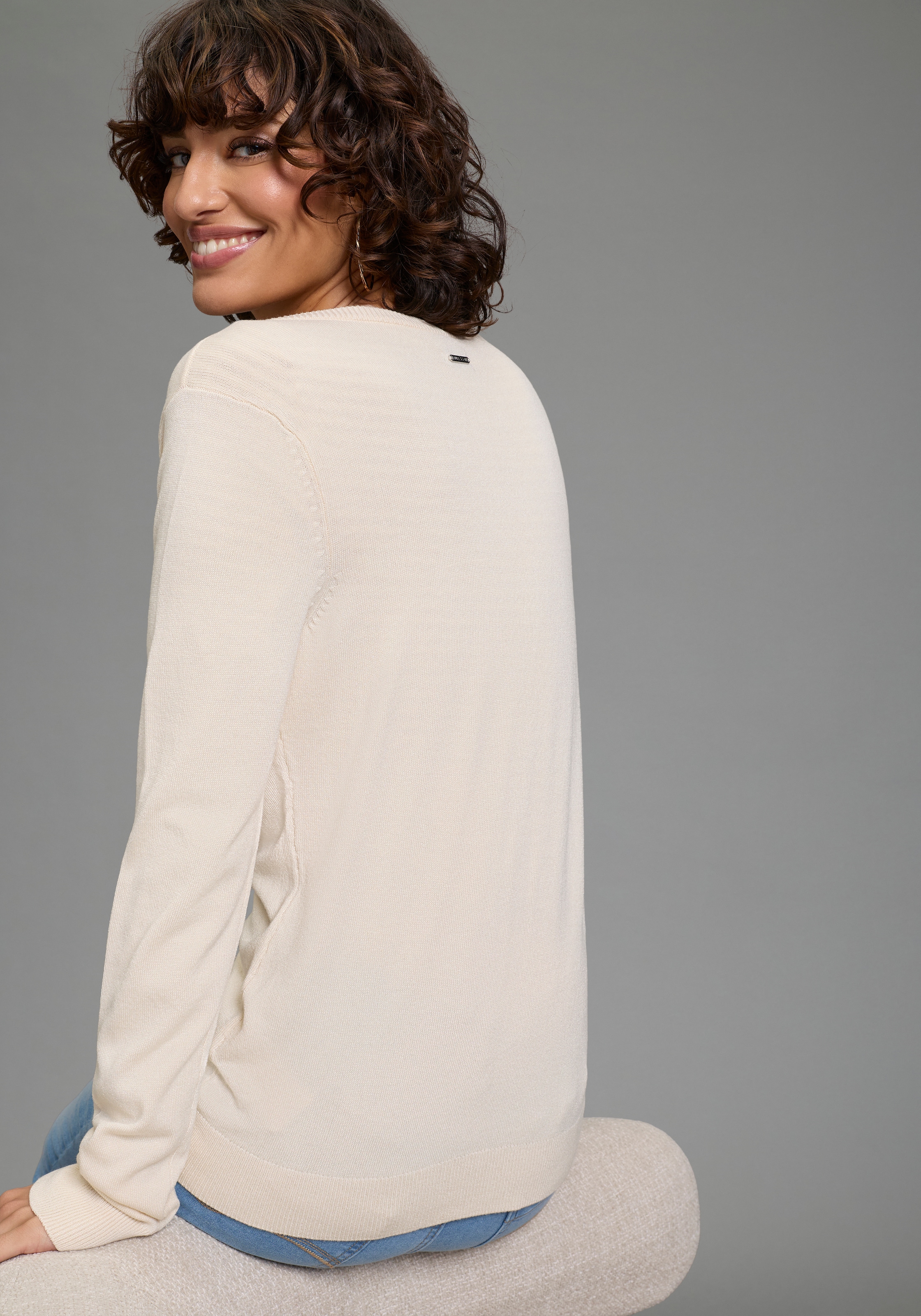 Laura Scott Veste en tricot leichte Übergangsstrickjacke aus Feinstrick