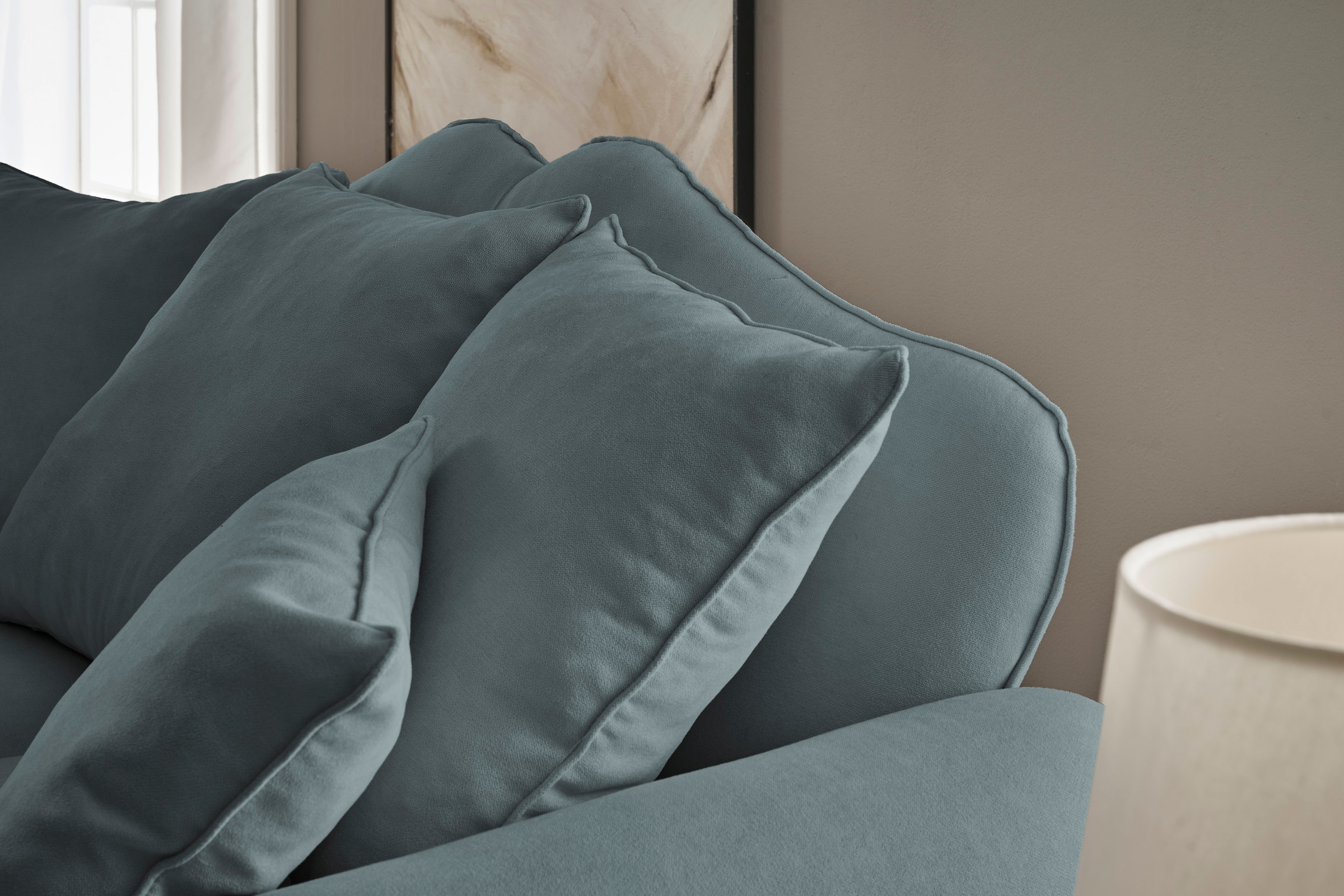 GOODproduct 2-places »Westminster, Sofa im Landhausstil, Couch mit Zierkissen« rembourrage à ressorts, pied tourné, revêtement microfibre de haute qualité