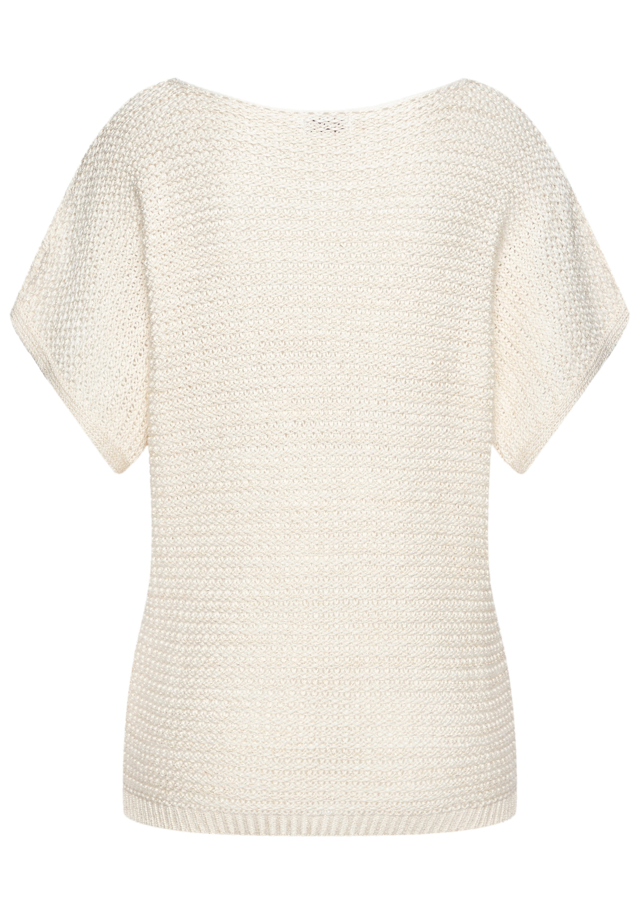 LASCANA Pull à manches courtes in luftigem Ajourstrick, leichter Sommerpullover, Metallic-Effekt