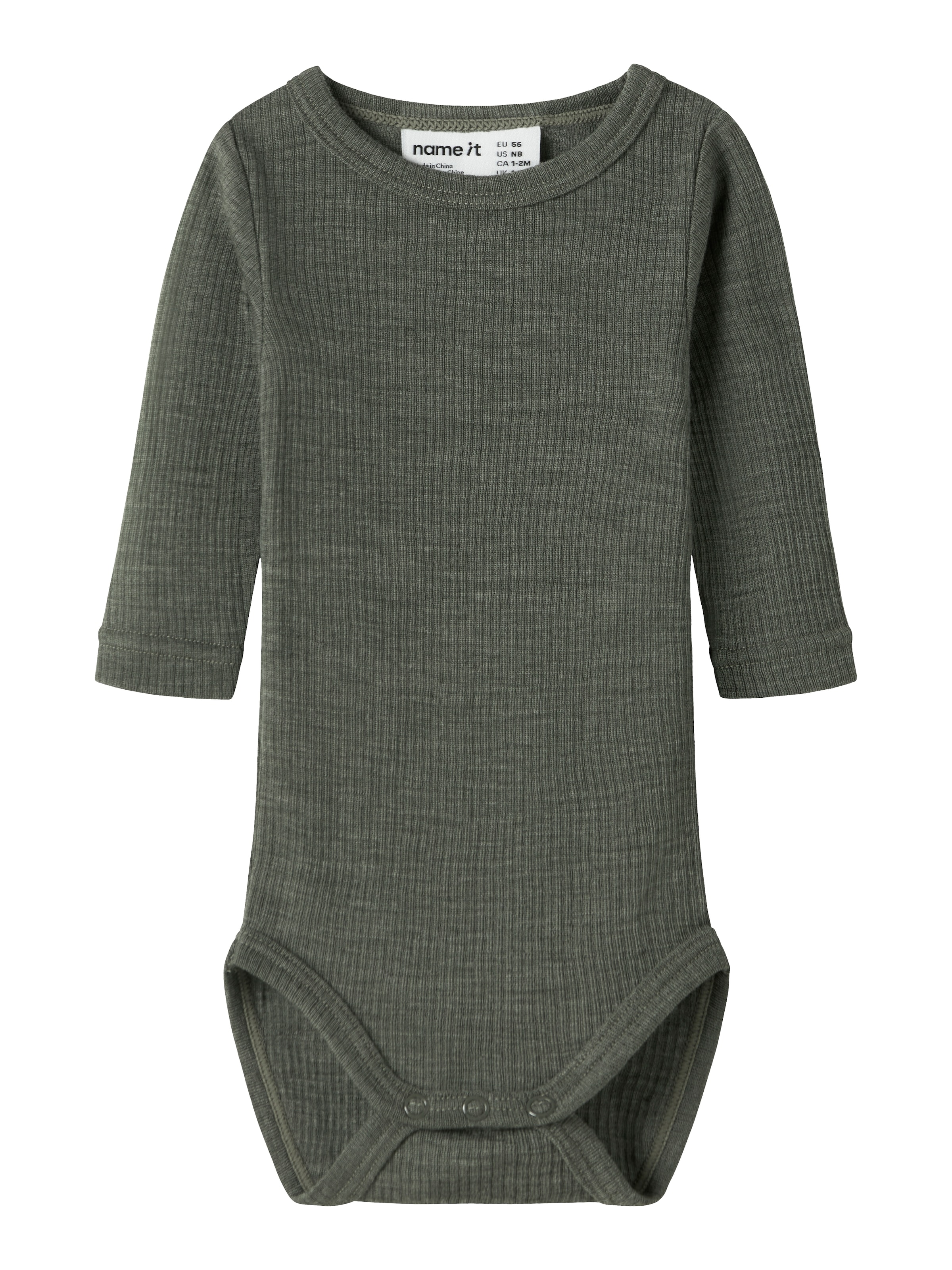 Name It Body à manches longues »NBNWAX WOOL RIB LS BODY NOOS« en pure laine mérinos