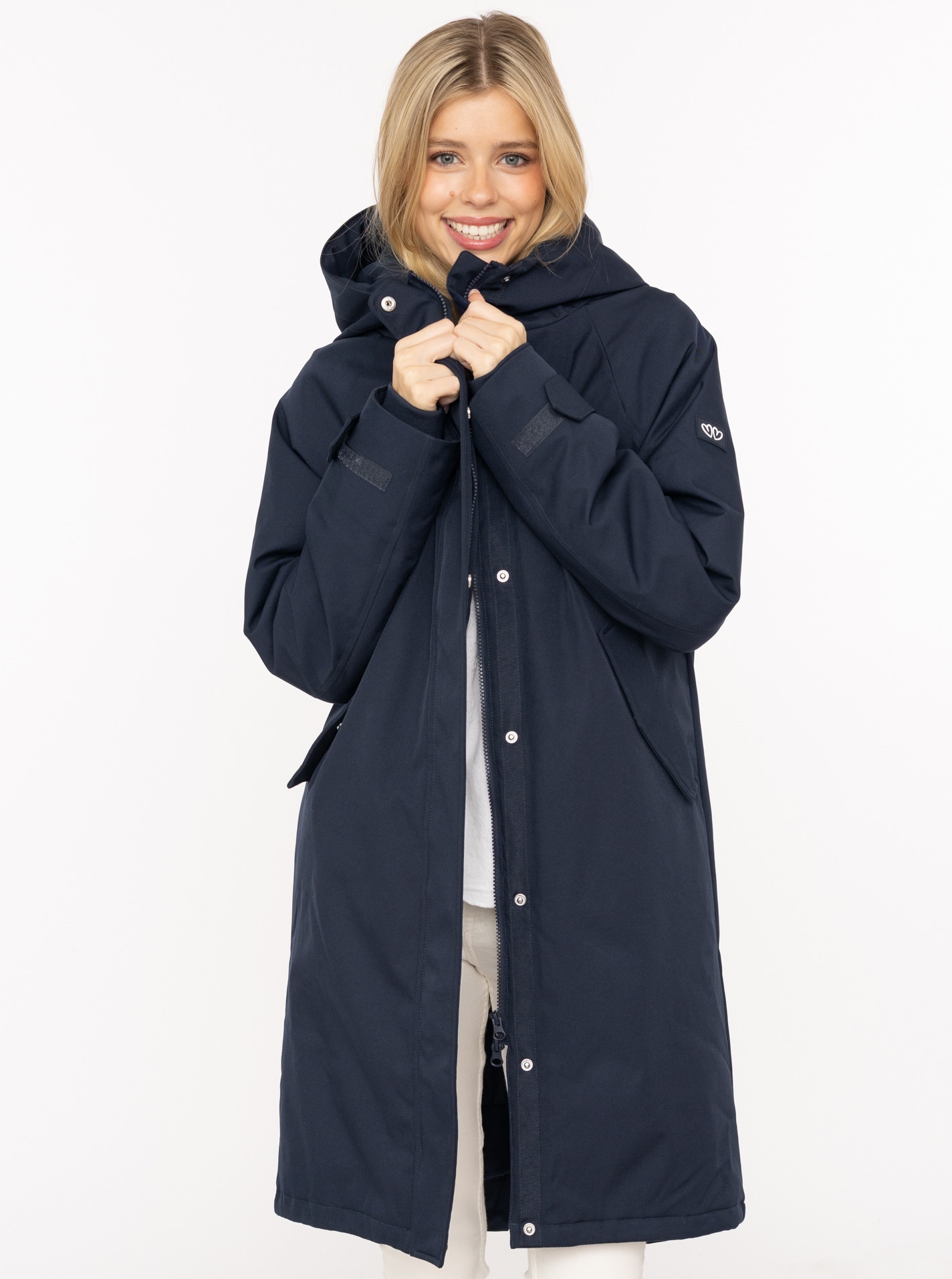 Zwillingsherz Kurzmantel »"Keep Smiling"« Kapuze, verdeckter Reissverschluss