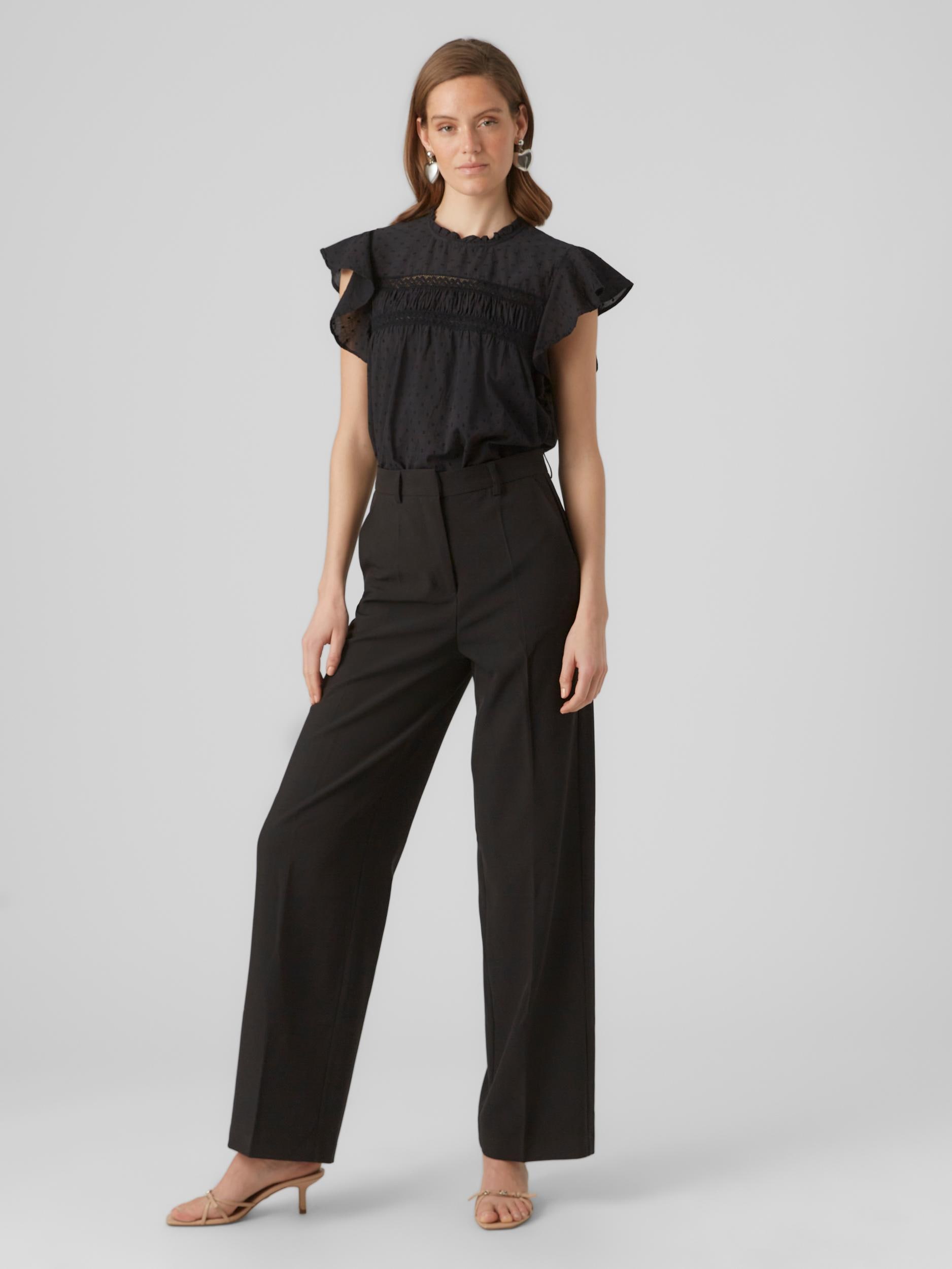 Vero Moda Chemisier »VMTRINE SL LACE TOP WVN NOOS« Baumwolle