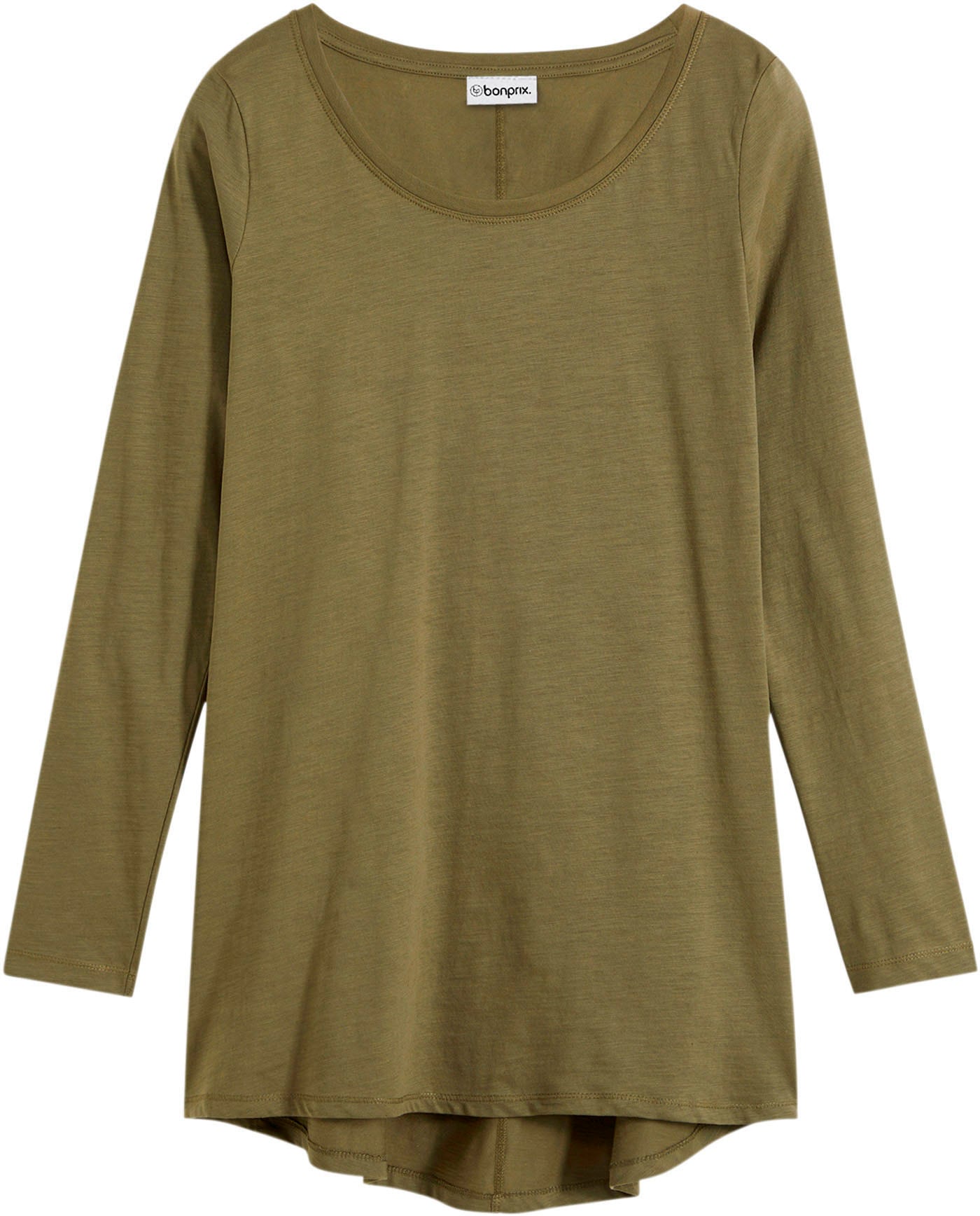 bonprix T-shirt à manches longues »Langarmshirt aus reiner Baumwolle« lockere Passform, Langarm-Design, abgerundeter Saum, aus Baumwolle