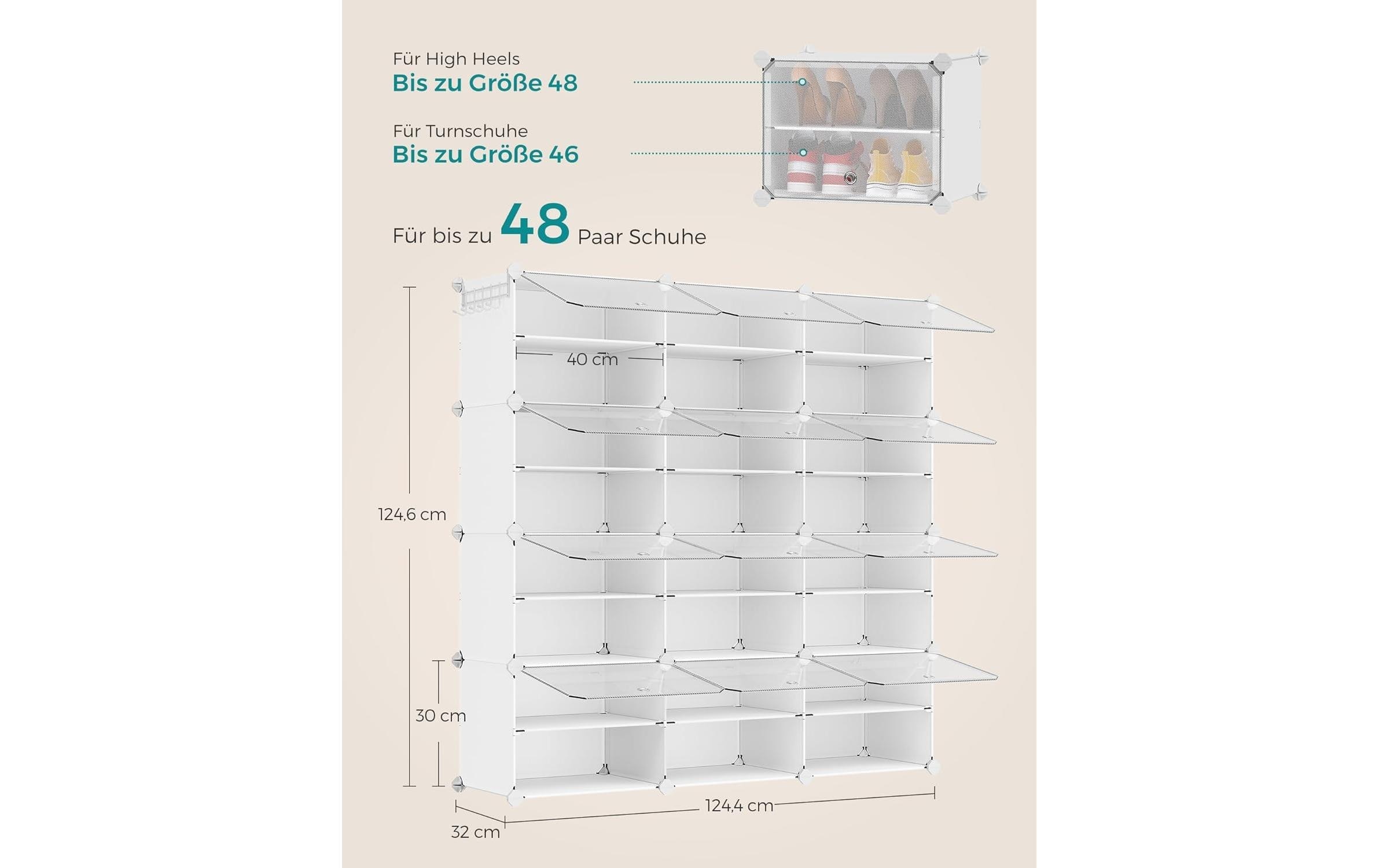 SONGMICS Étagère à chaussures »31.2 x 124.4 cm,« Stapelbare Schuhboxen aus Kunststoff