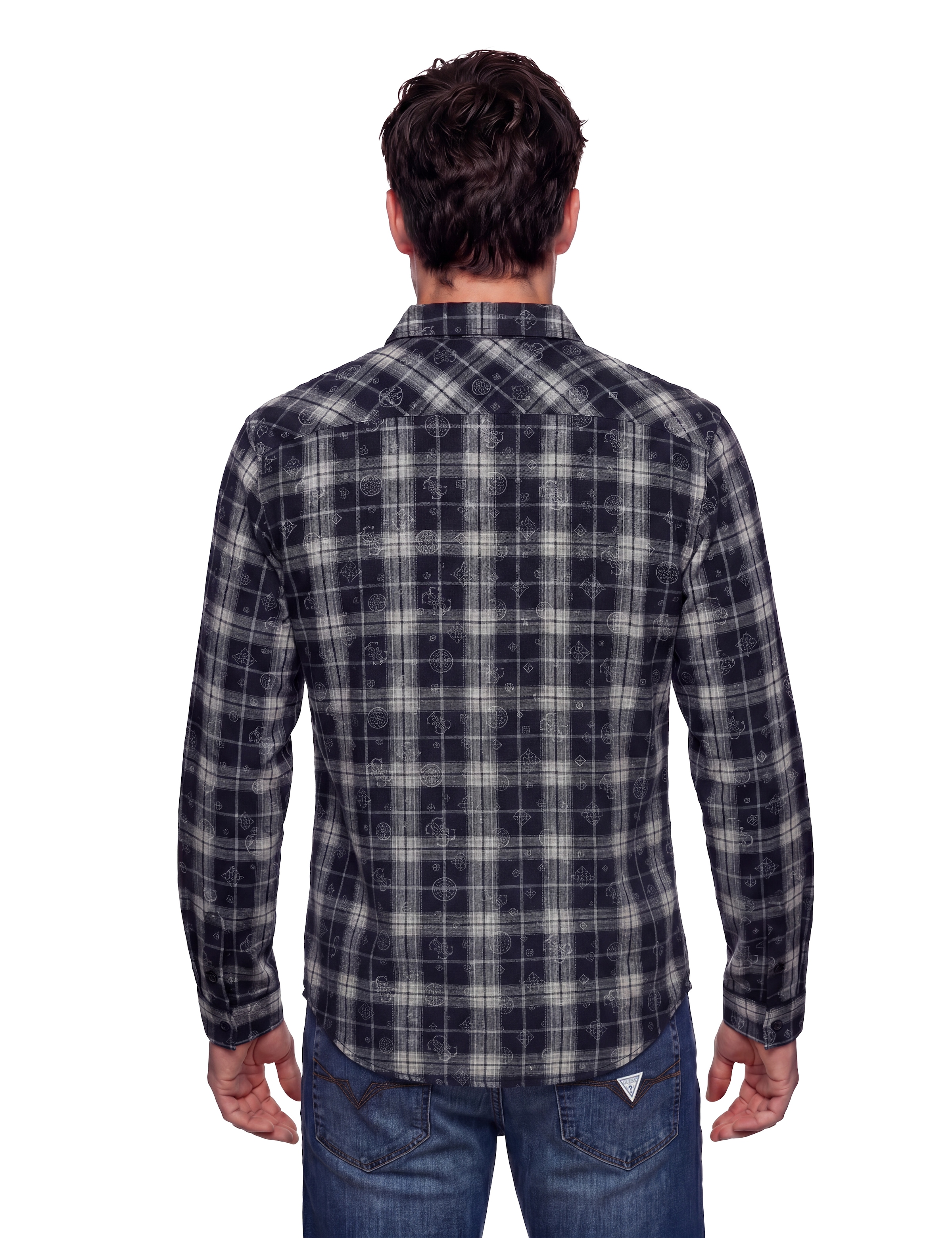 Guess Chemise à manches longues »OCEAN COAST PLAID« Kentkragen, reine Baumwolle, gewebtes Karo Design