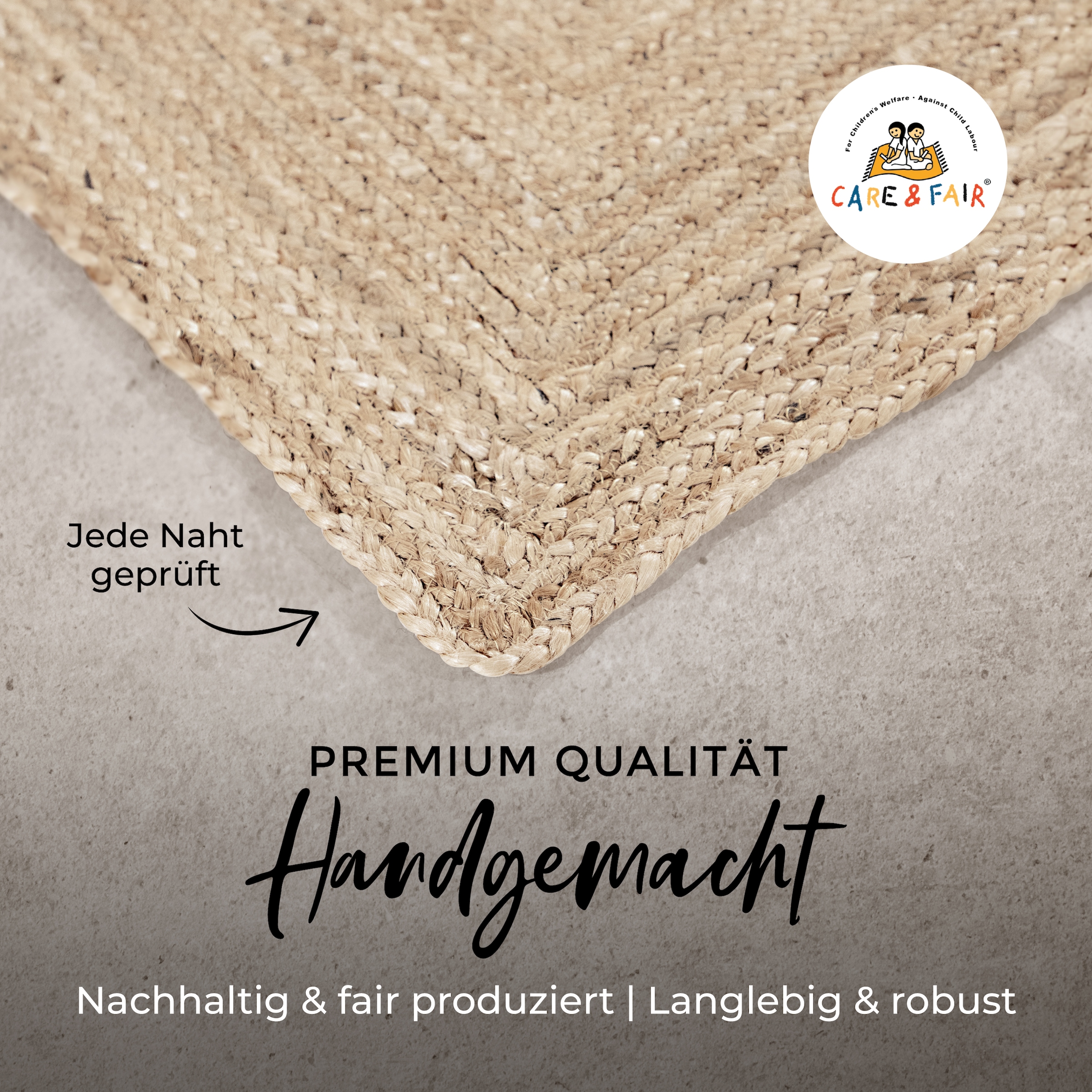carpetfine Teppich »Nele Juteteppich Naturfaser« rechteckig 6 mm Höhe geflochtener Wendeteppich aus 100% Jute, quadratisch und als Läufer