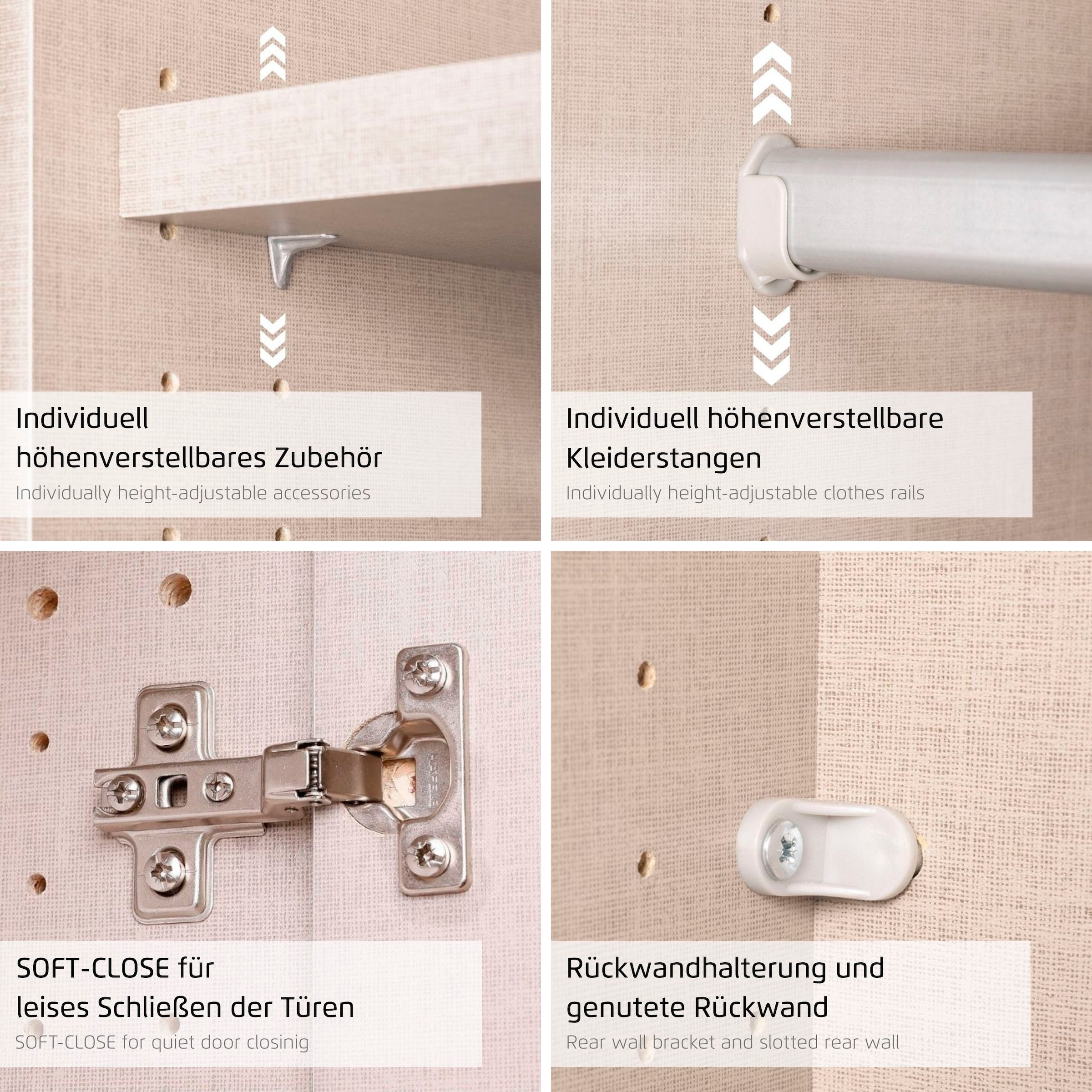 rauch Kleiderschrank »Schrank Drehtürenschrank Garderobe Ankleide Schlafzimmer HILDESHEIM« Breiten: 185/275 cm, Höhe 231 cm,  oberste Schublade mit praktischer Facheinteilung MADE IN GERMANY